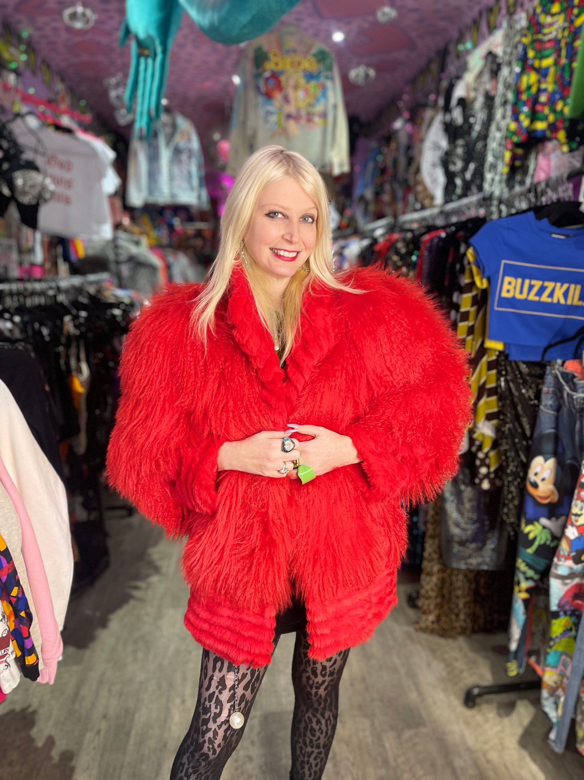 Y2K Red Mongolian Coat - Spark Pretty