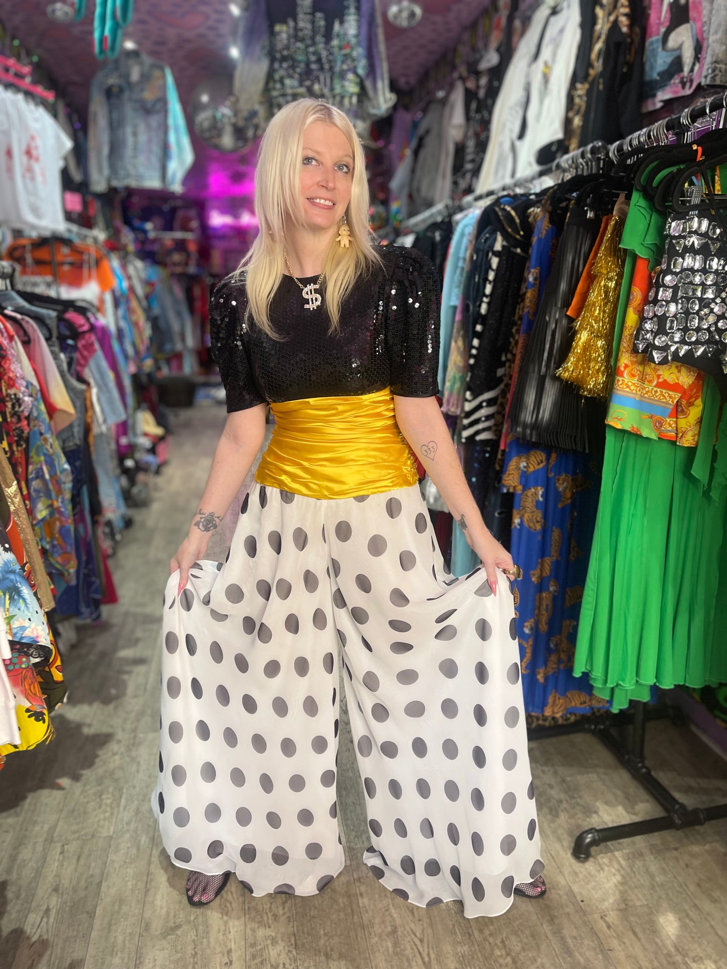 Vintage 90s Sequin and Polka Dot Jumpsuit