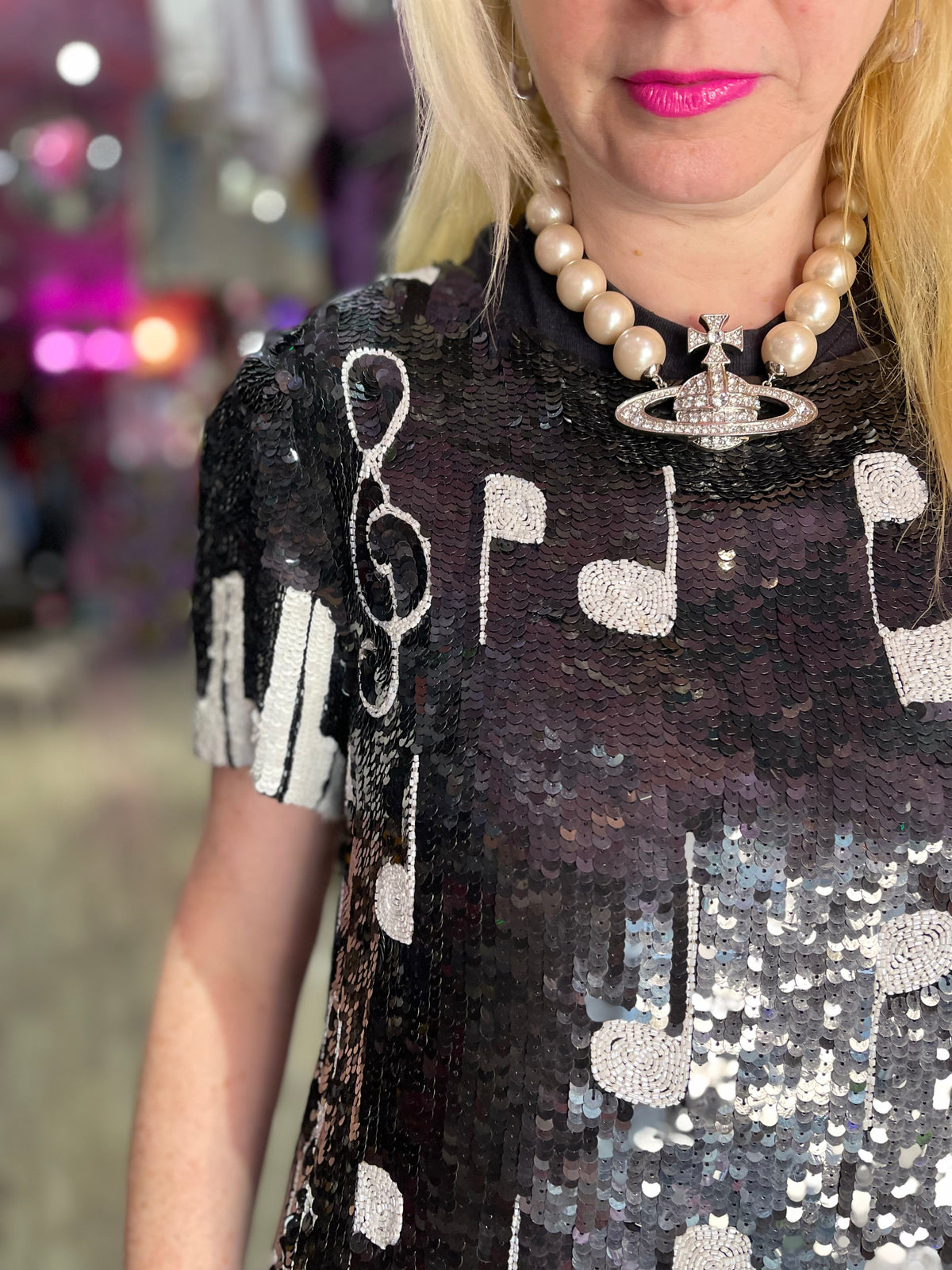 Vintage 80s Sequin Piano Key Sequin Top