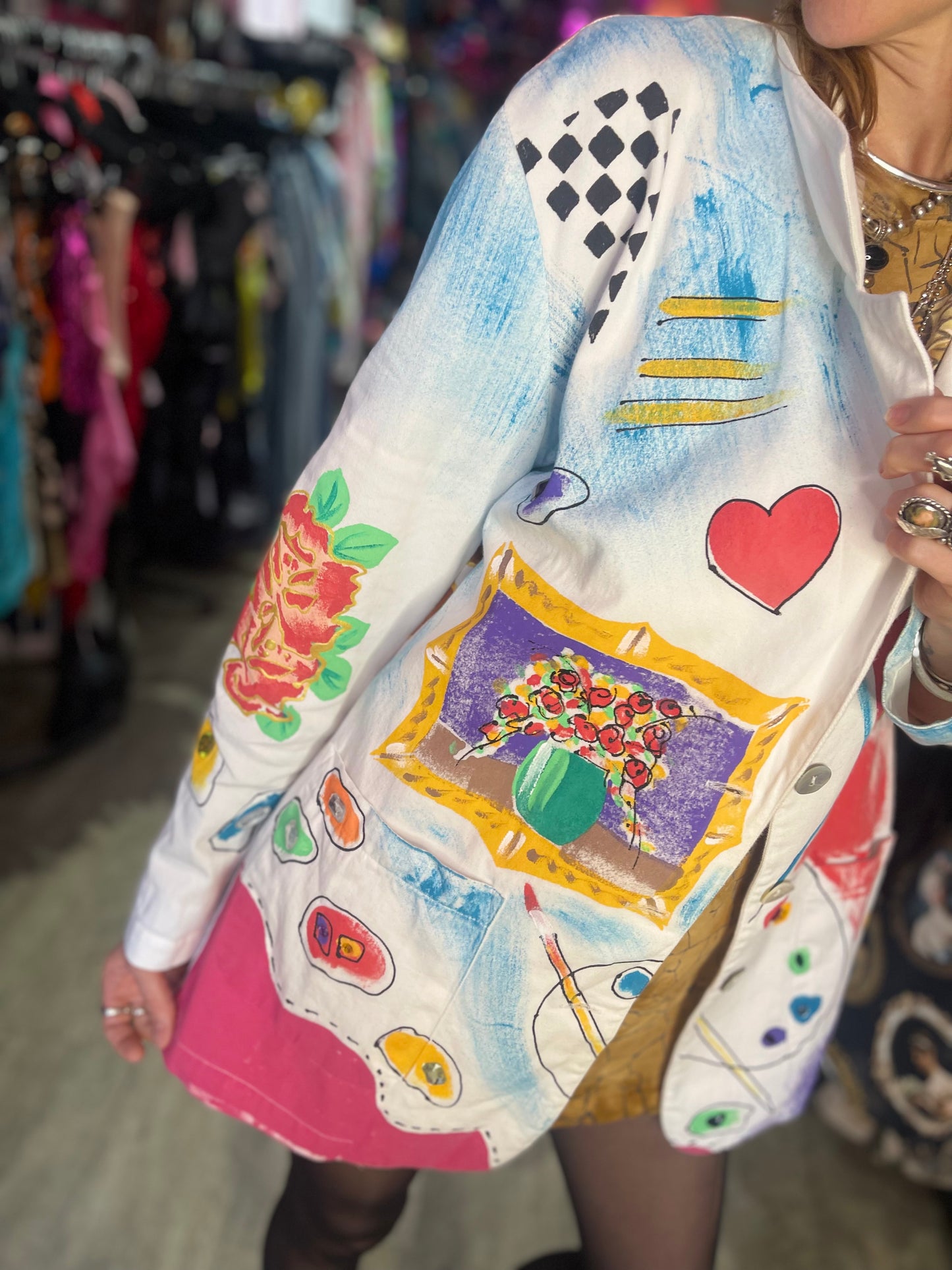 Vintage 90s Painted and Bedazzled Blazer - Spark Pretty