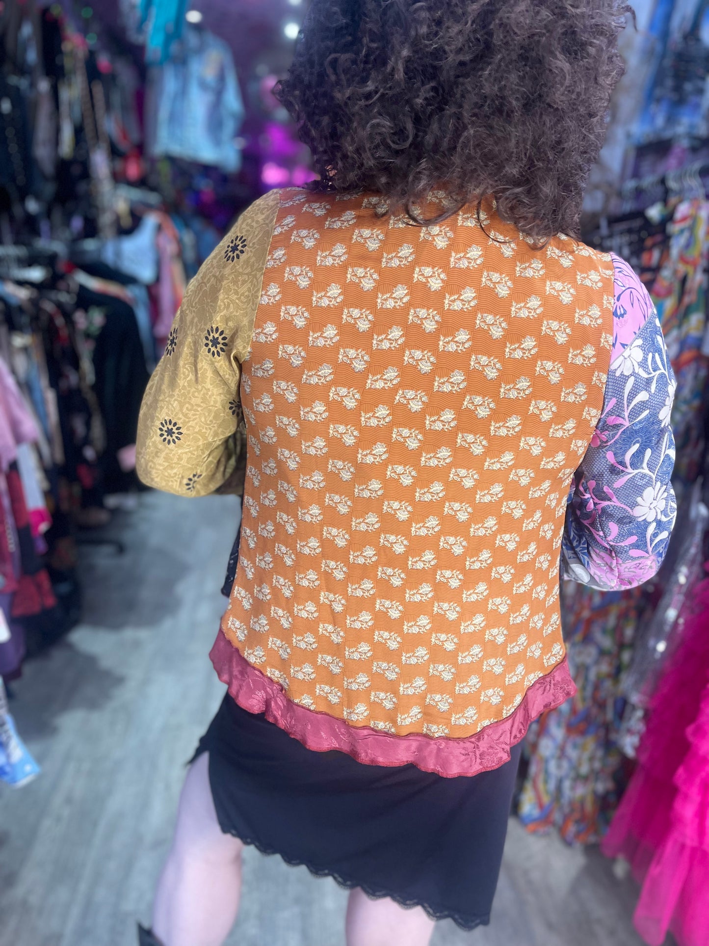 Vintage 90s Mix Printed Silk Kimono Jacket