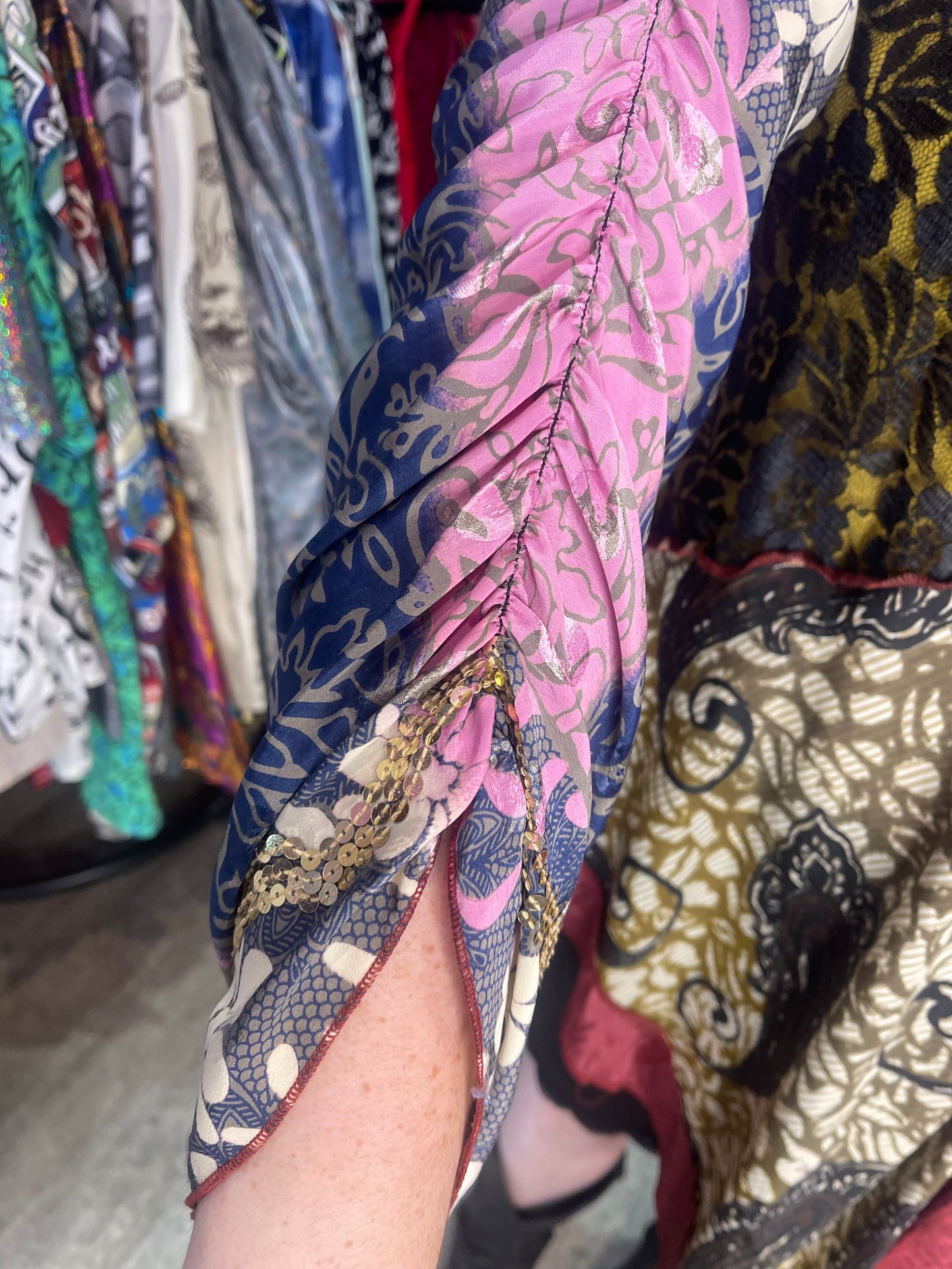 Vintage 90s Mix Printed Silk Kimono Jacket