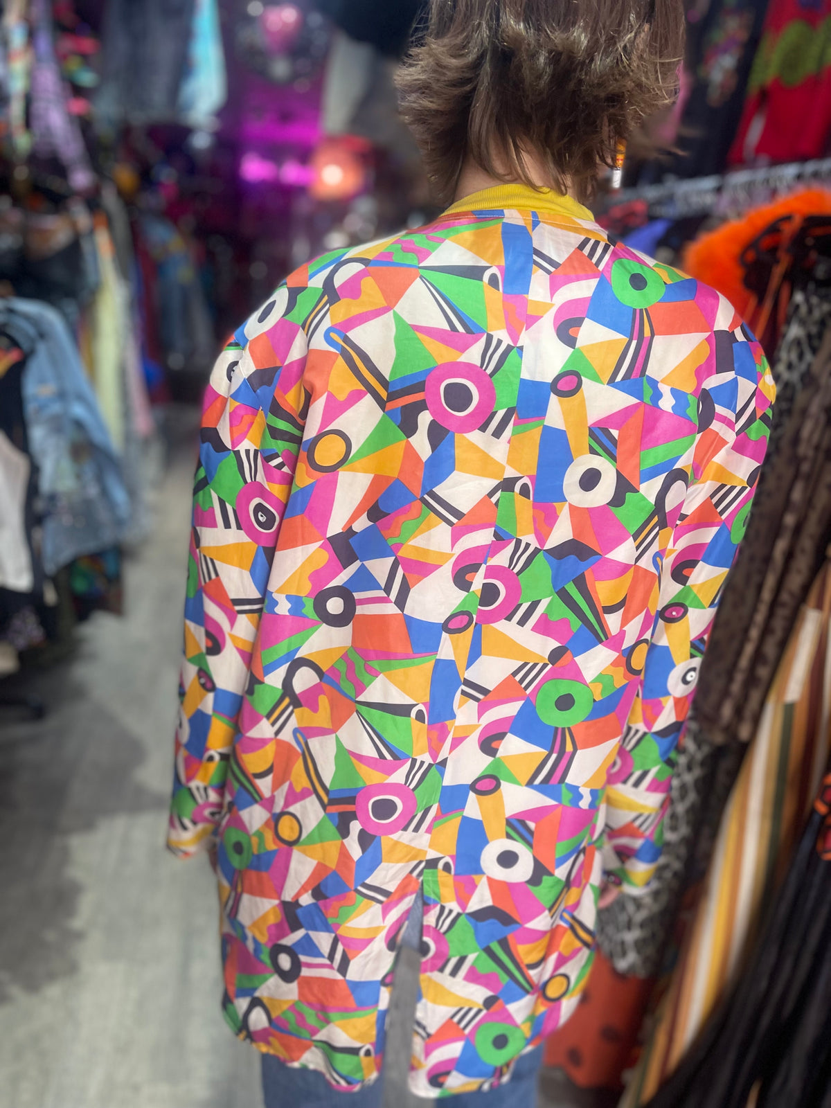 Vintage 80s Silk Geometric Kimono Jacket - Spark Pretty