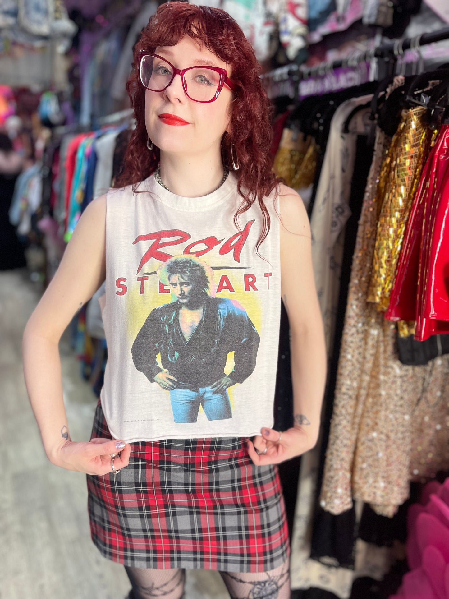 Vintage 80s Rod Stewart cropped T-shirt