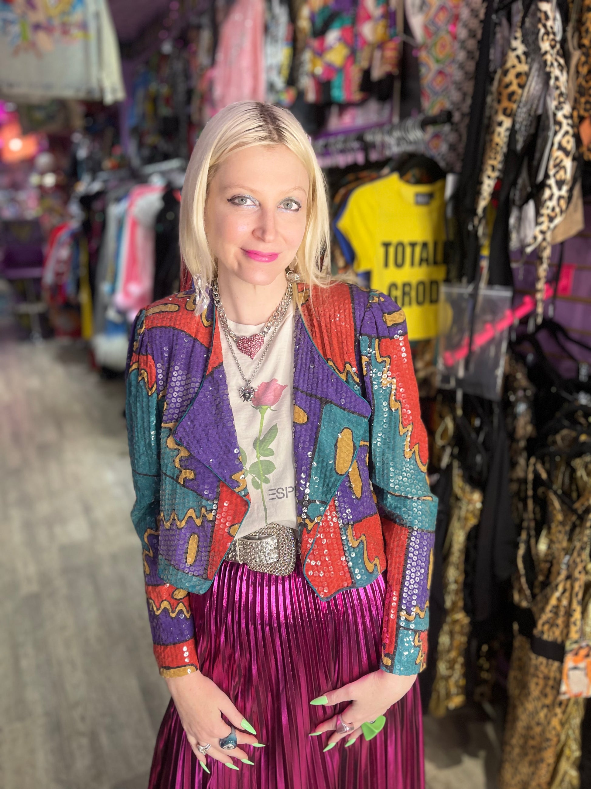 Vintage 80s Sequin Geometric Bolero Jacket - Spark Pretty