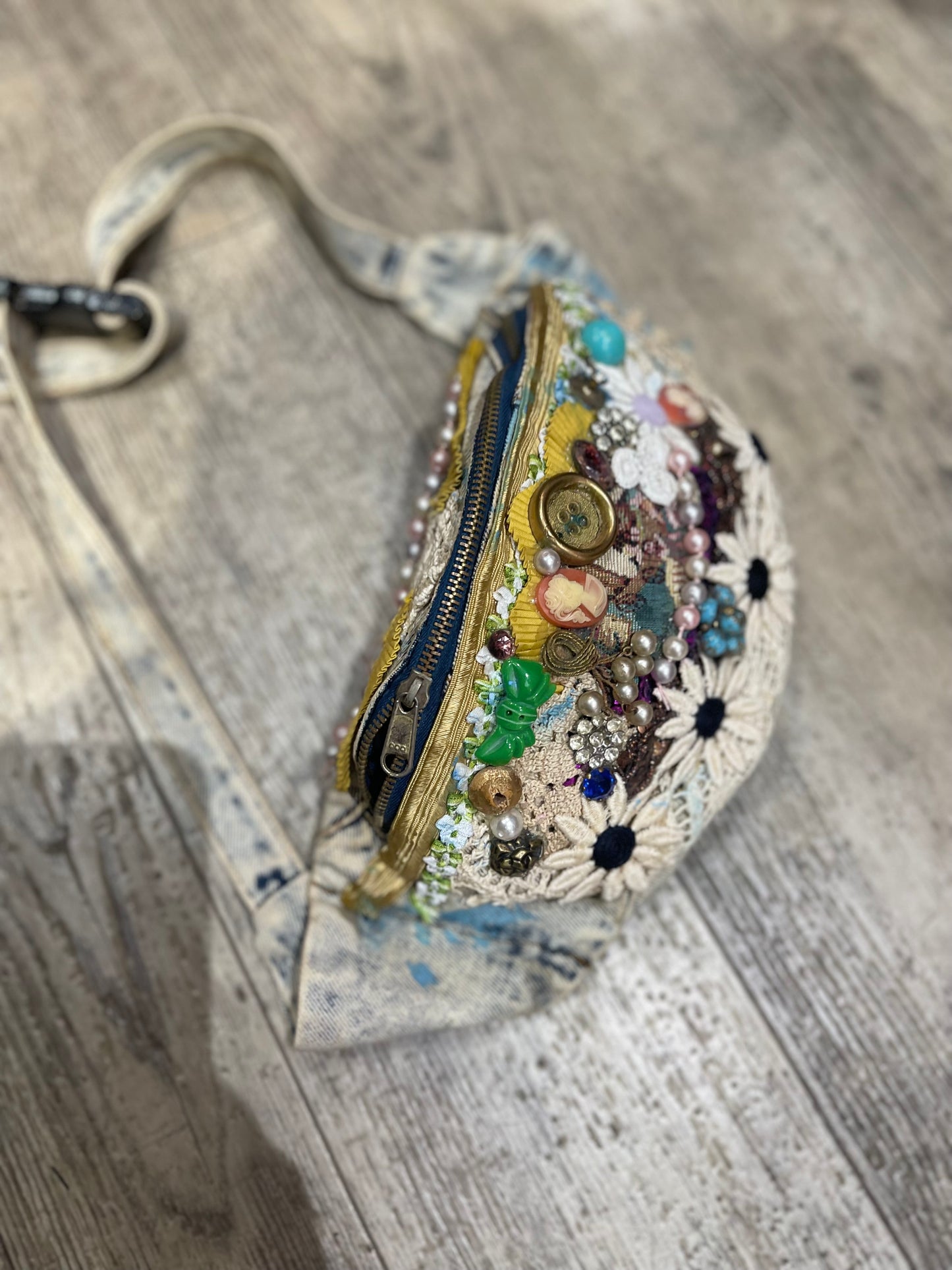 Vintage 80s Bedazzled Shabby Chic Fanny Pack