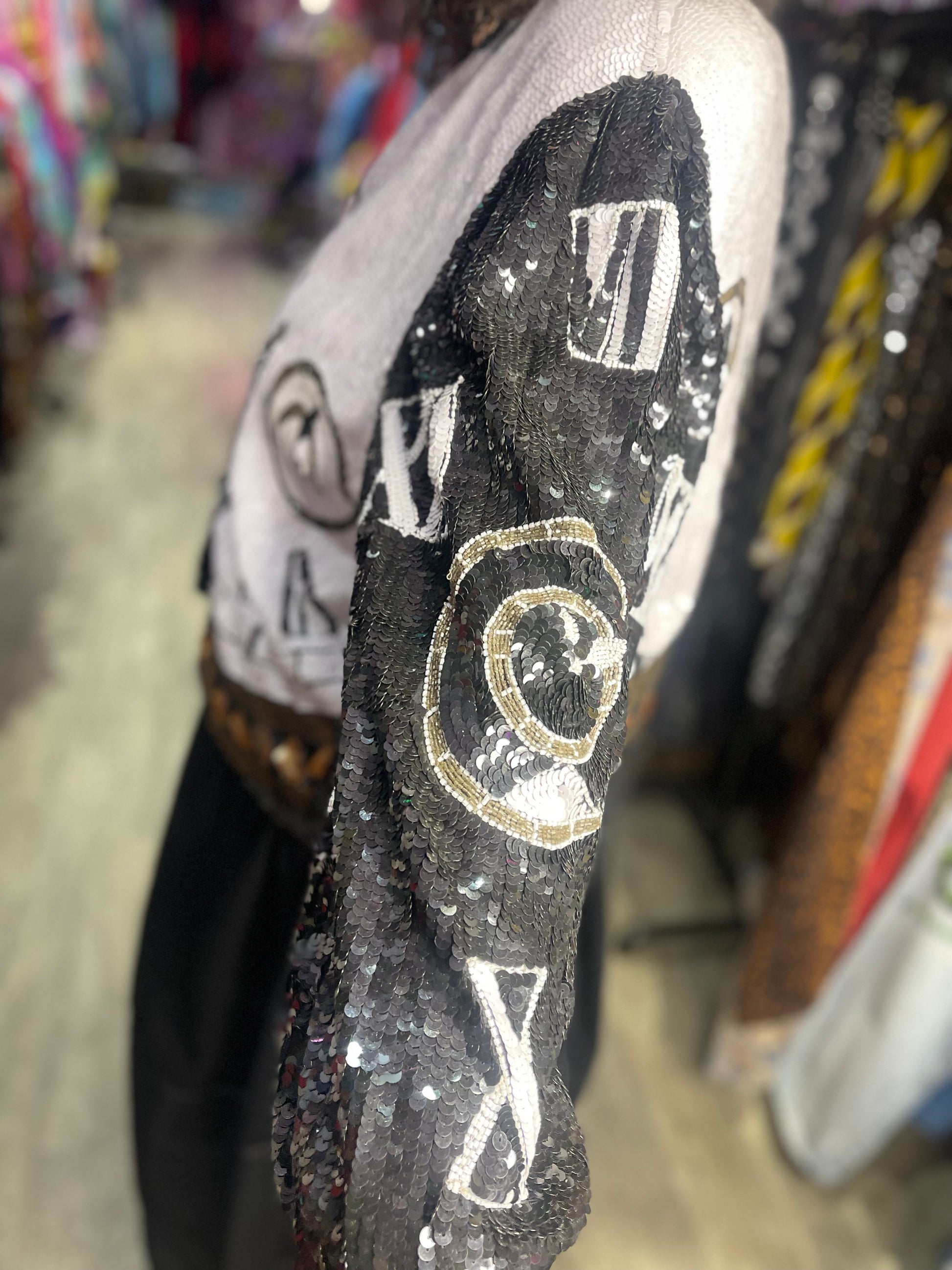 Vintage 90s Clock Sequin Encrusted Bomber Jacket - Spark Pretty
