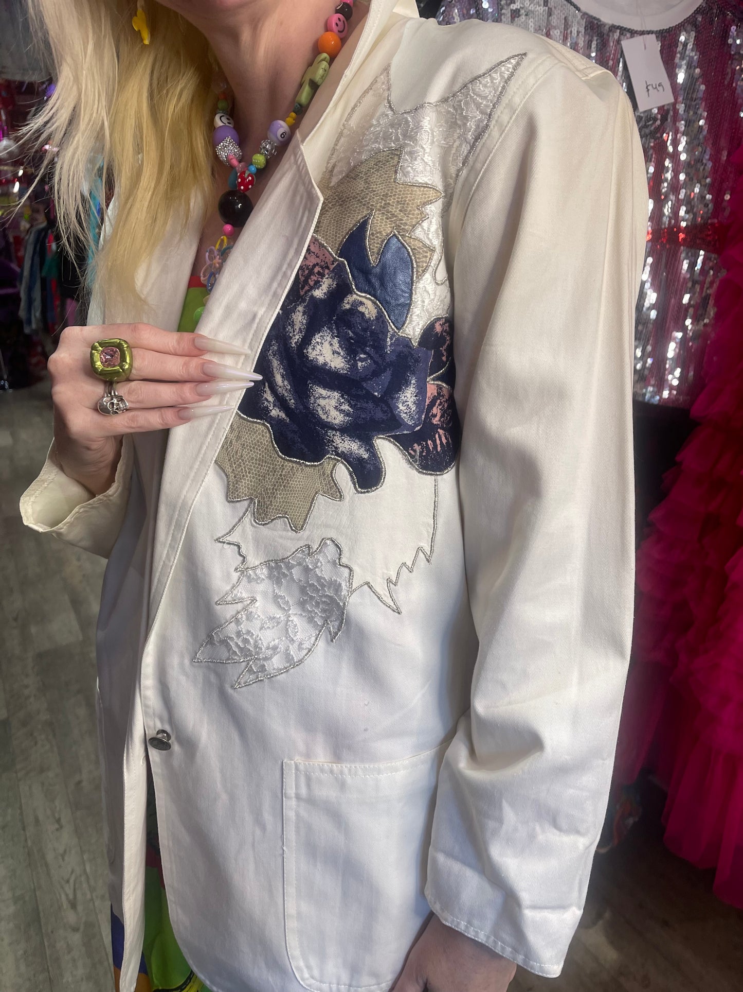 Vintage 90s Blue Rose Blazer