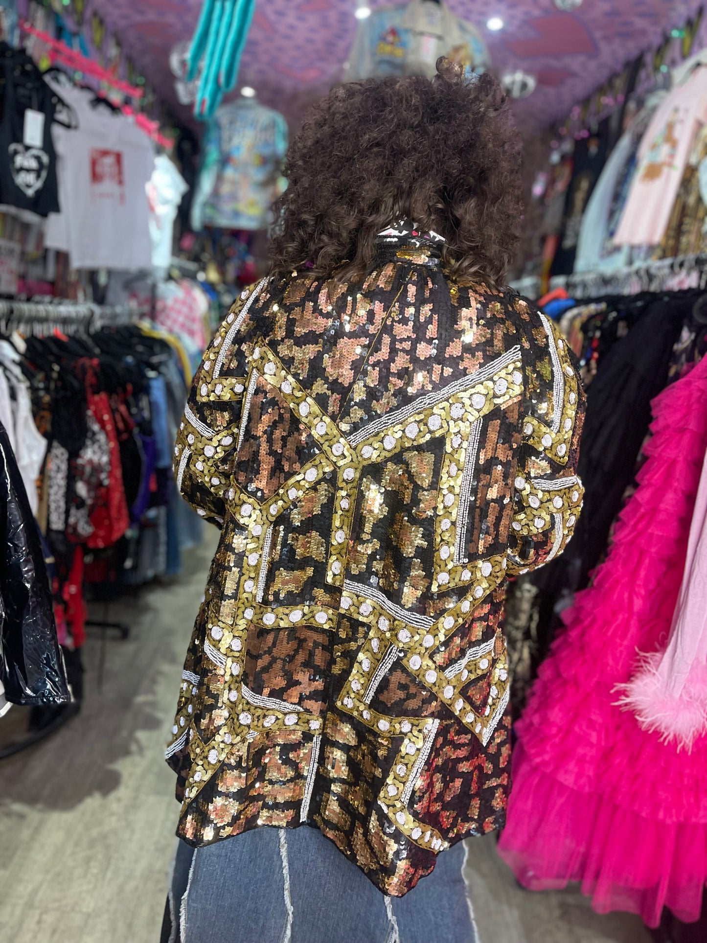 Vintage 80s Sequin Encrusted Gold Kimono Jacket - Spark Pretty