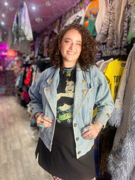 Vintage 90s Lion Theme Jean Jacket