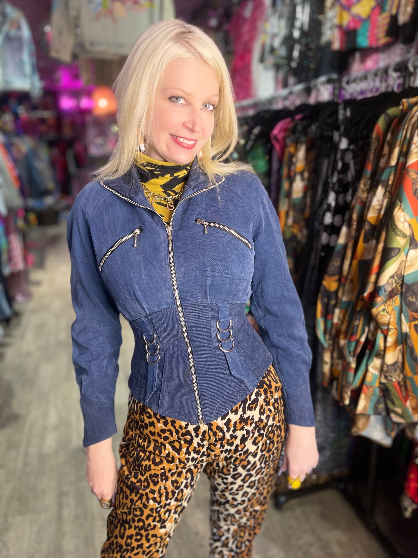 Vintage 90s Chambray Denim Peplum Jacket - Spark Pretty