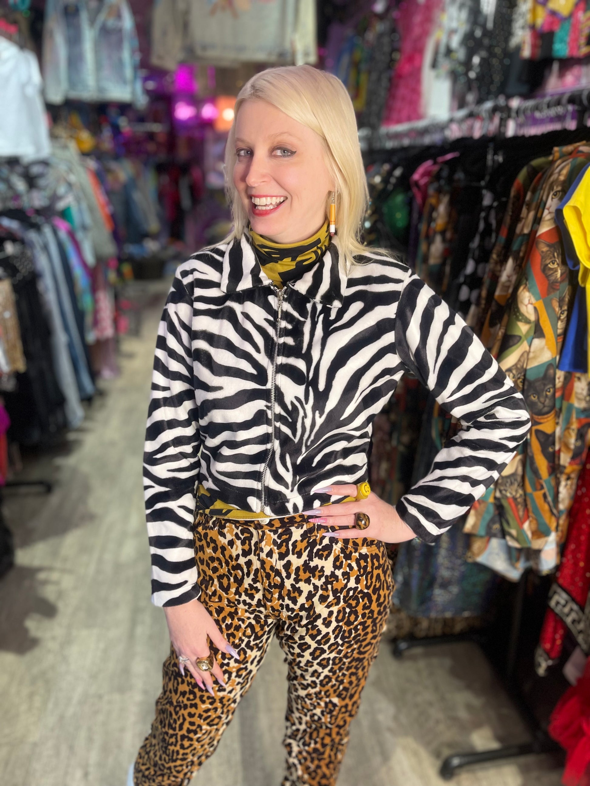 Vintage 90s Zebra Cropped Jacket - Spark Pretty