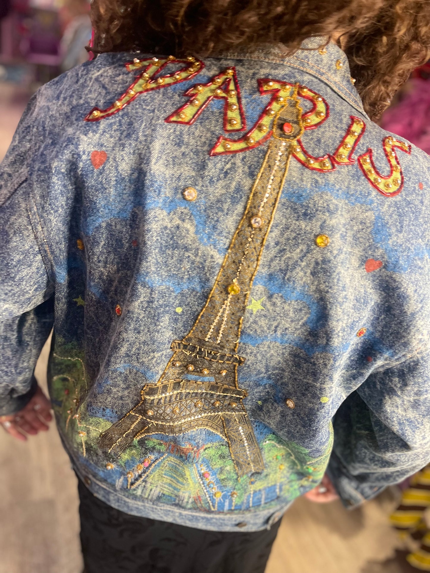 Vintage 80s Painted Paris Jean Jacket