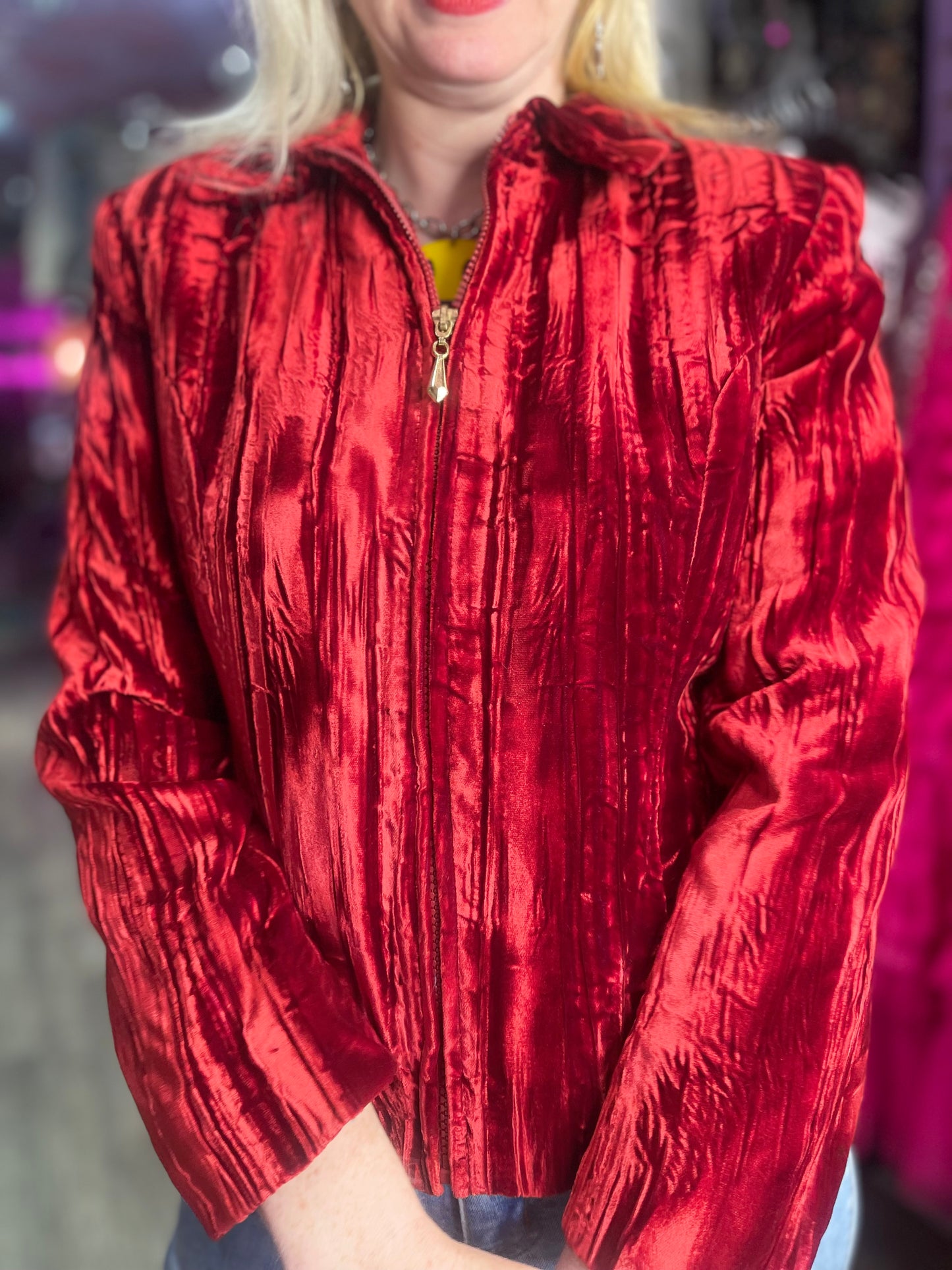 Vintage 90s Crushed Velvet Burnout Jacket