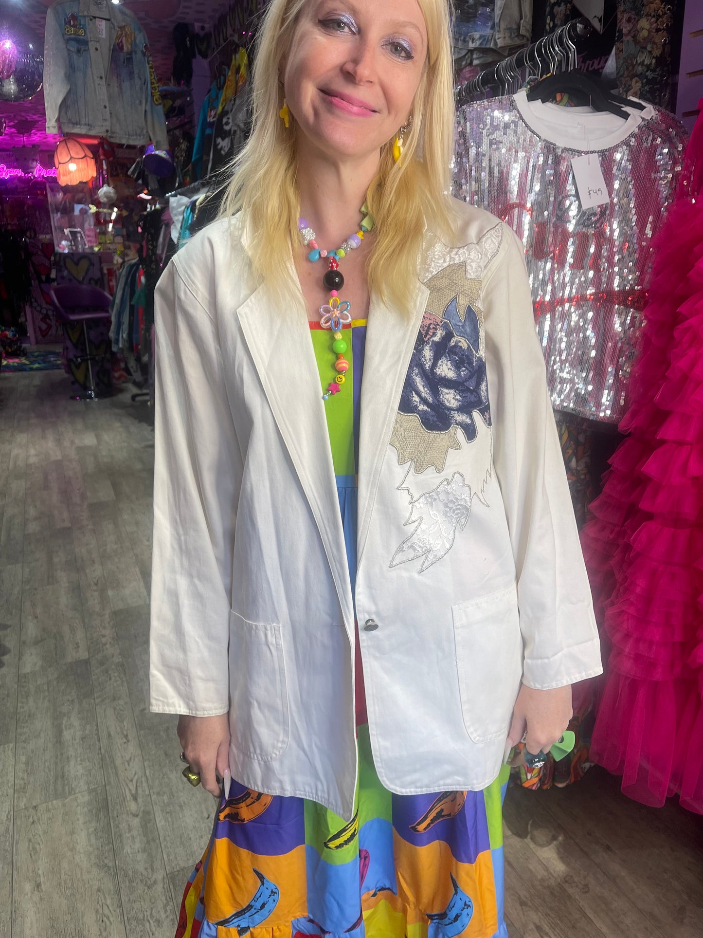 Vintage 90s Blue Rose Blazer
