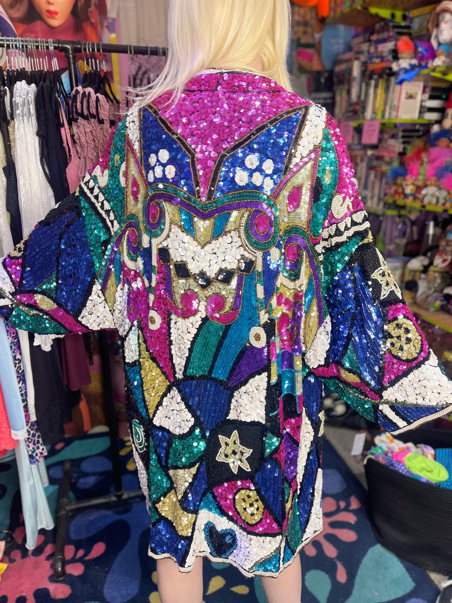 Vintage 80s Sequin Encrusted Kimono Jacket