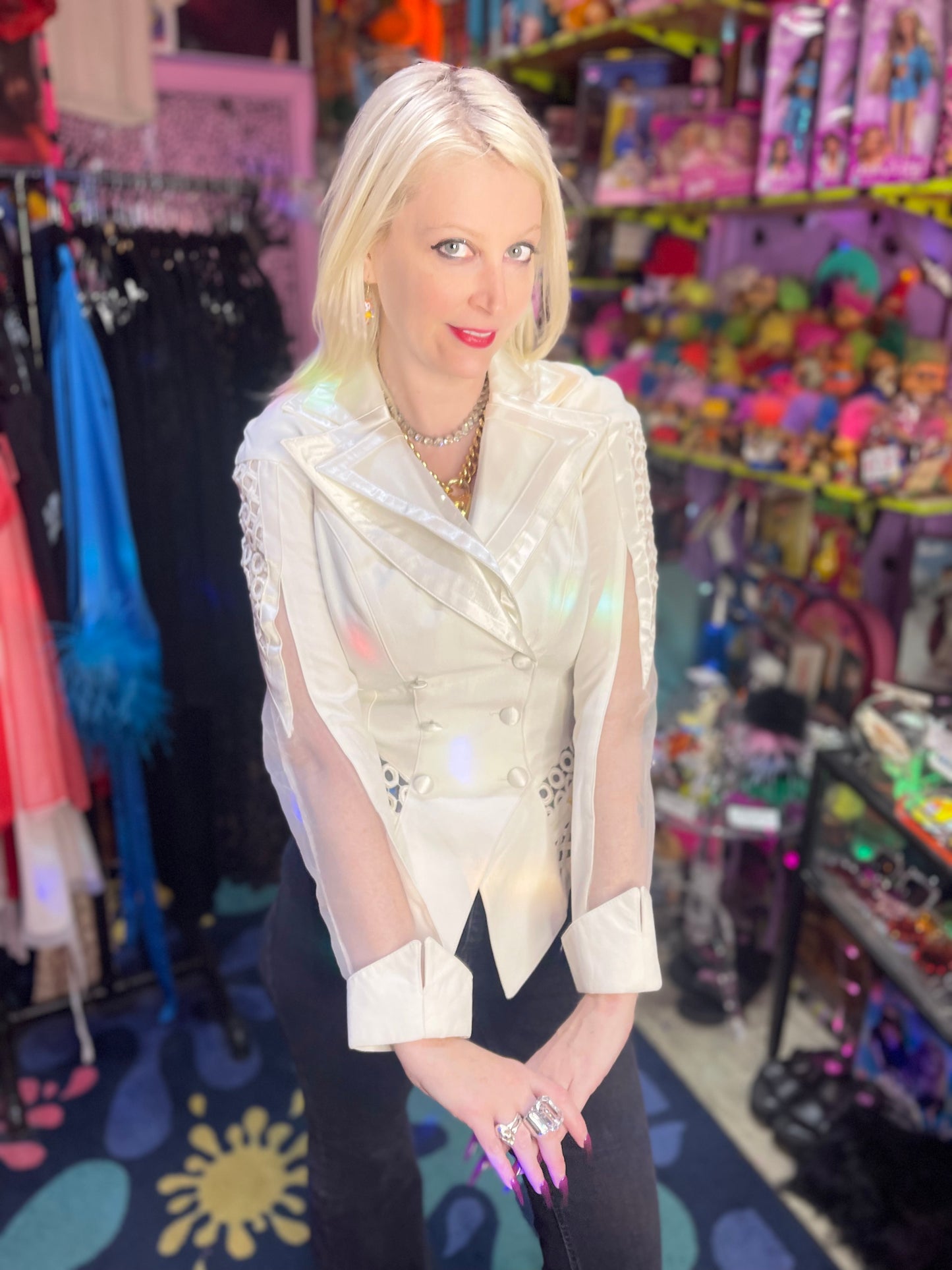 Vintage 90s White Peplum Jacket