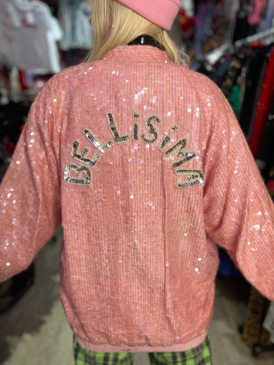 Vintage 80s 90s Sequin Bellisima Bomber Jacket - Spark Pretty