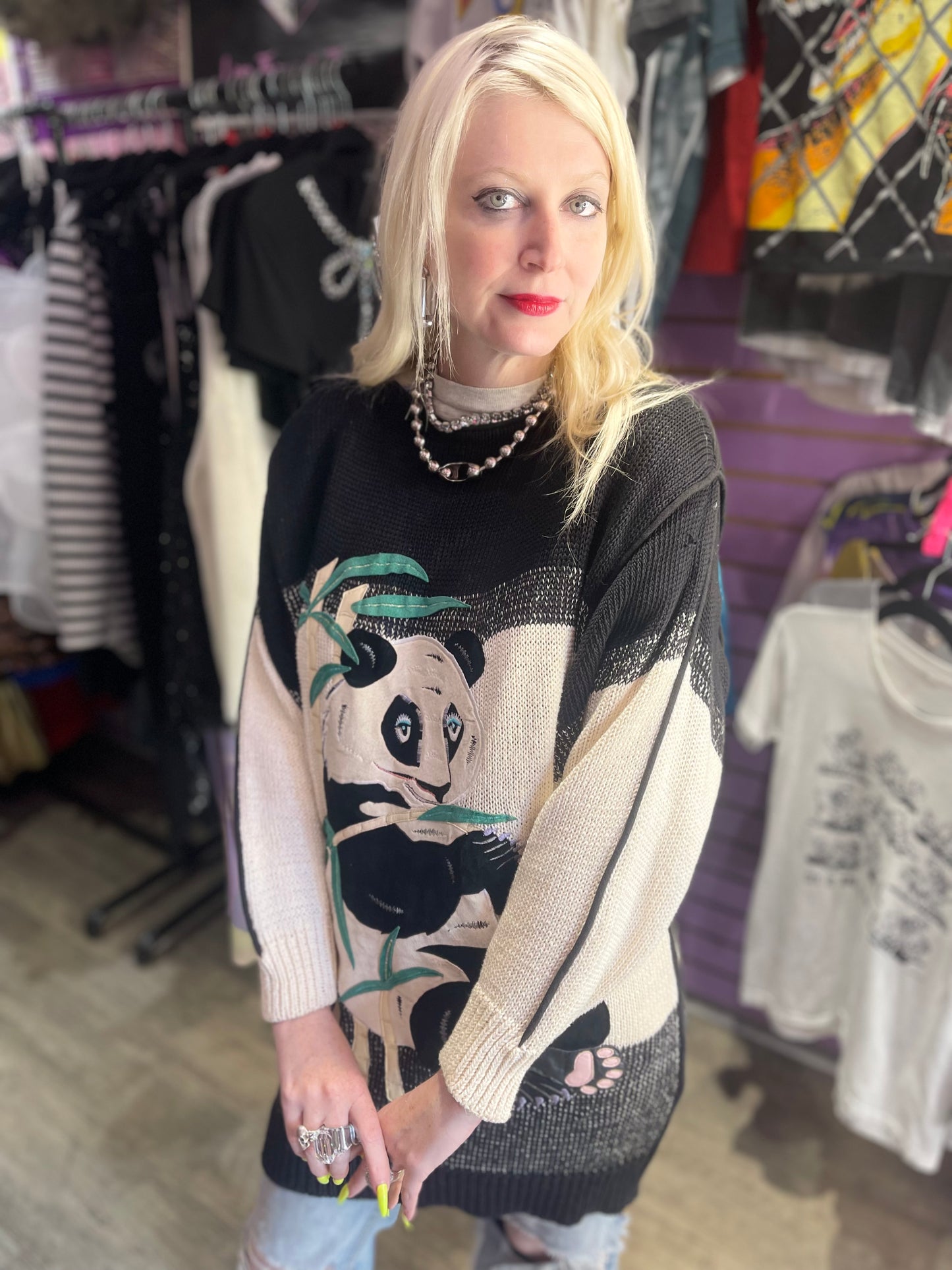 Vintage 80s Panda Sweater