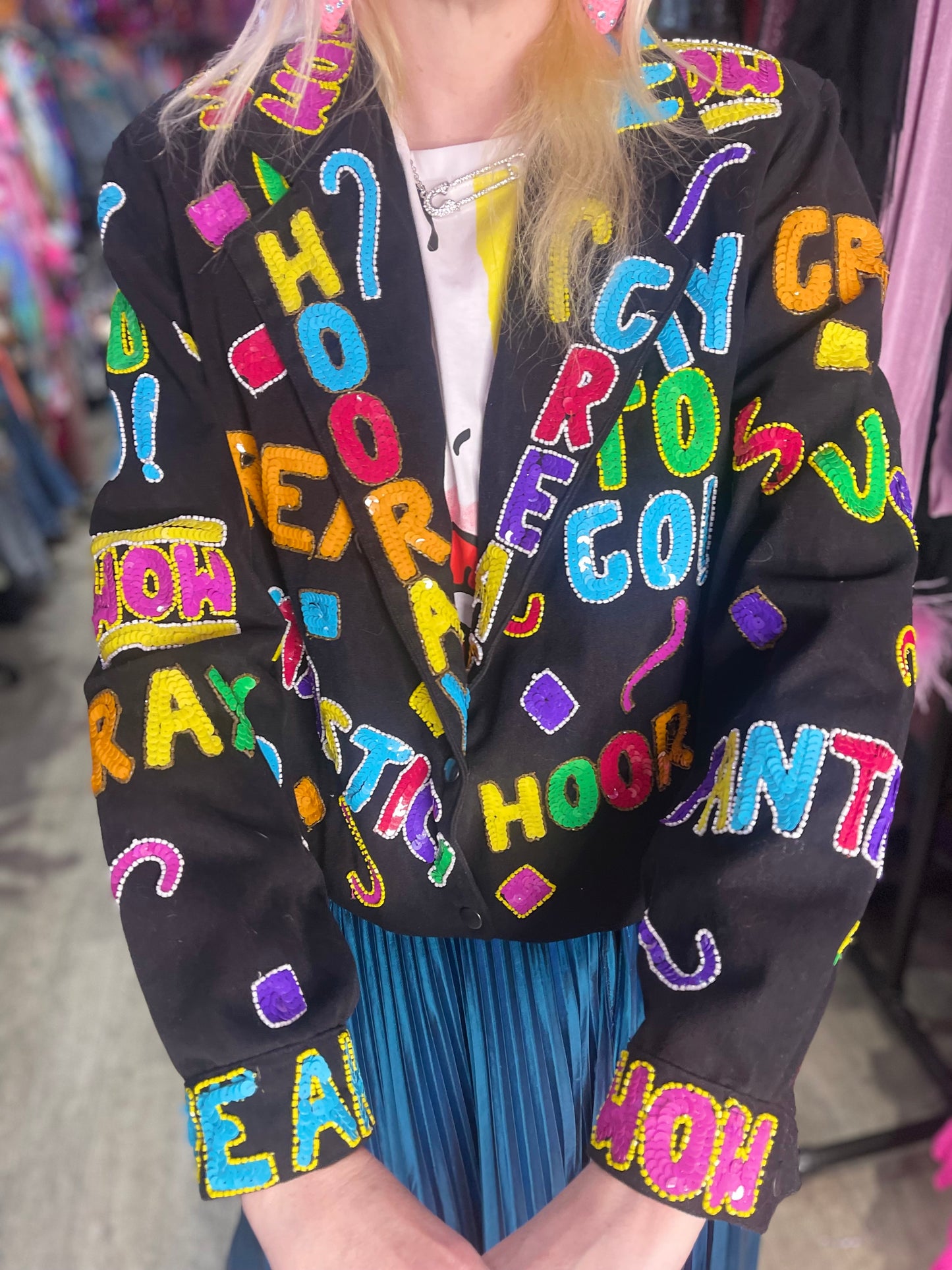 Vintage 90s Sequin Happy Words Denim Jacket - Spark Pretty