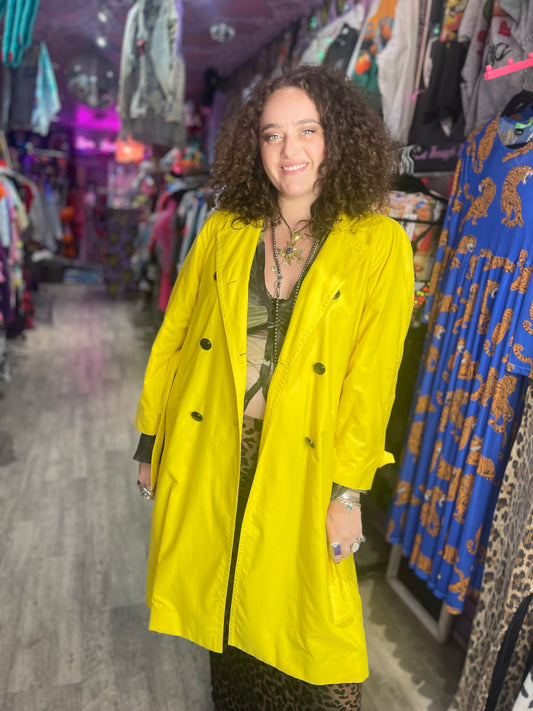 Vintage 90s Escada Yellow Trench Coat