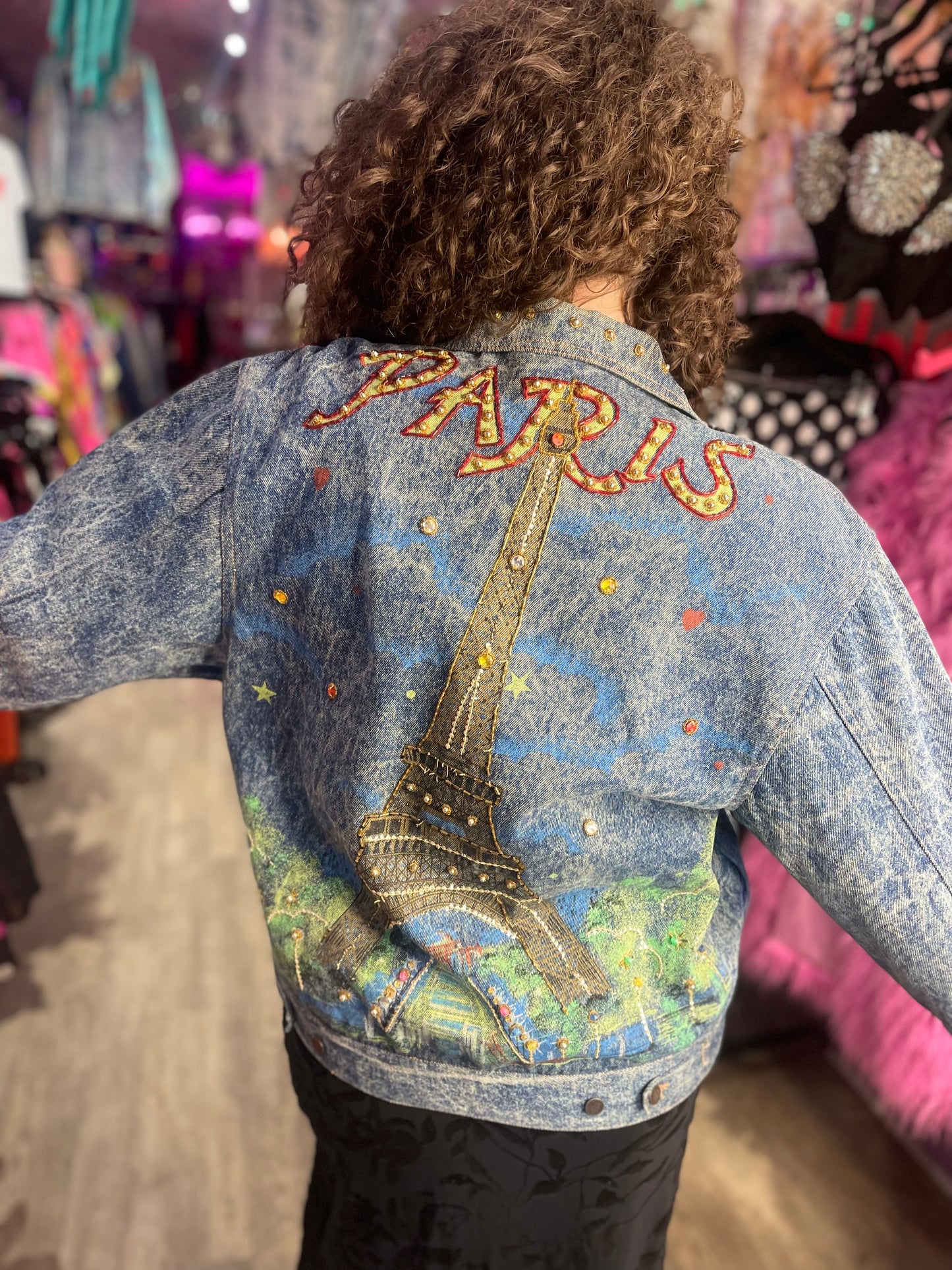 Vintage 80s Painted Paris Jean Jacket