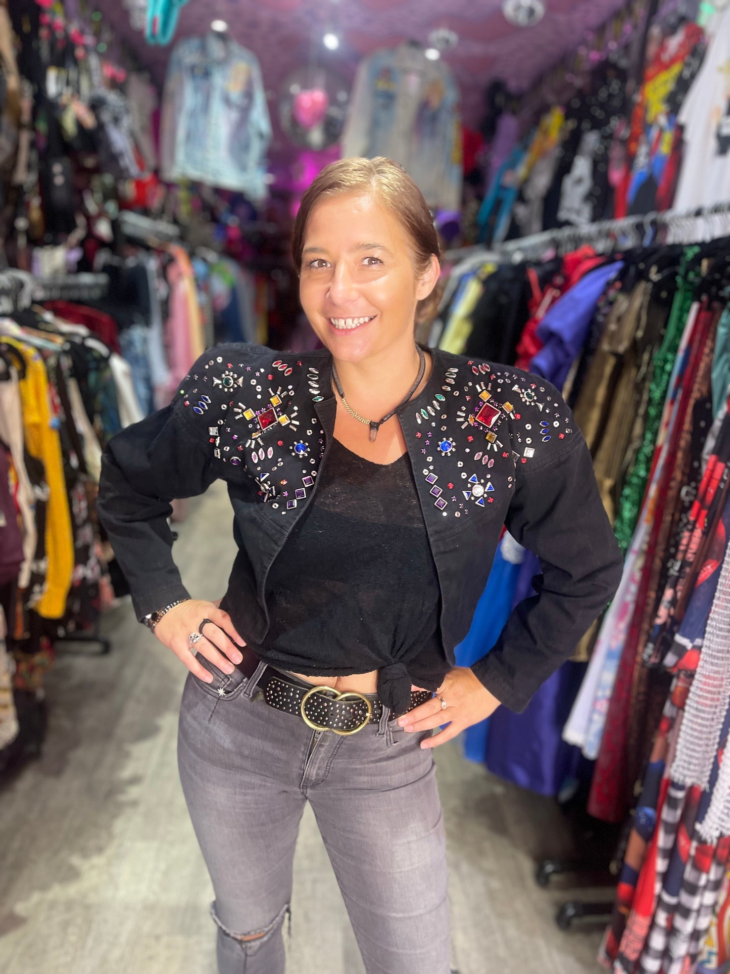 Vintage 80s Bedazzled Bolero Cropped Jacket
