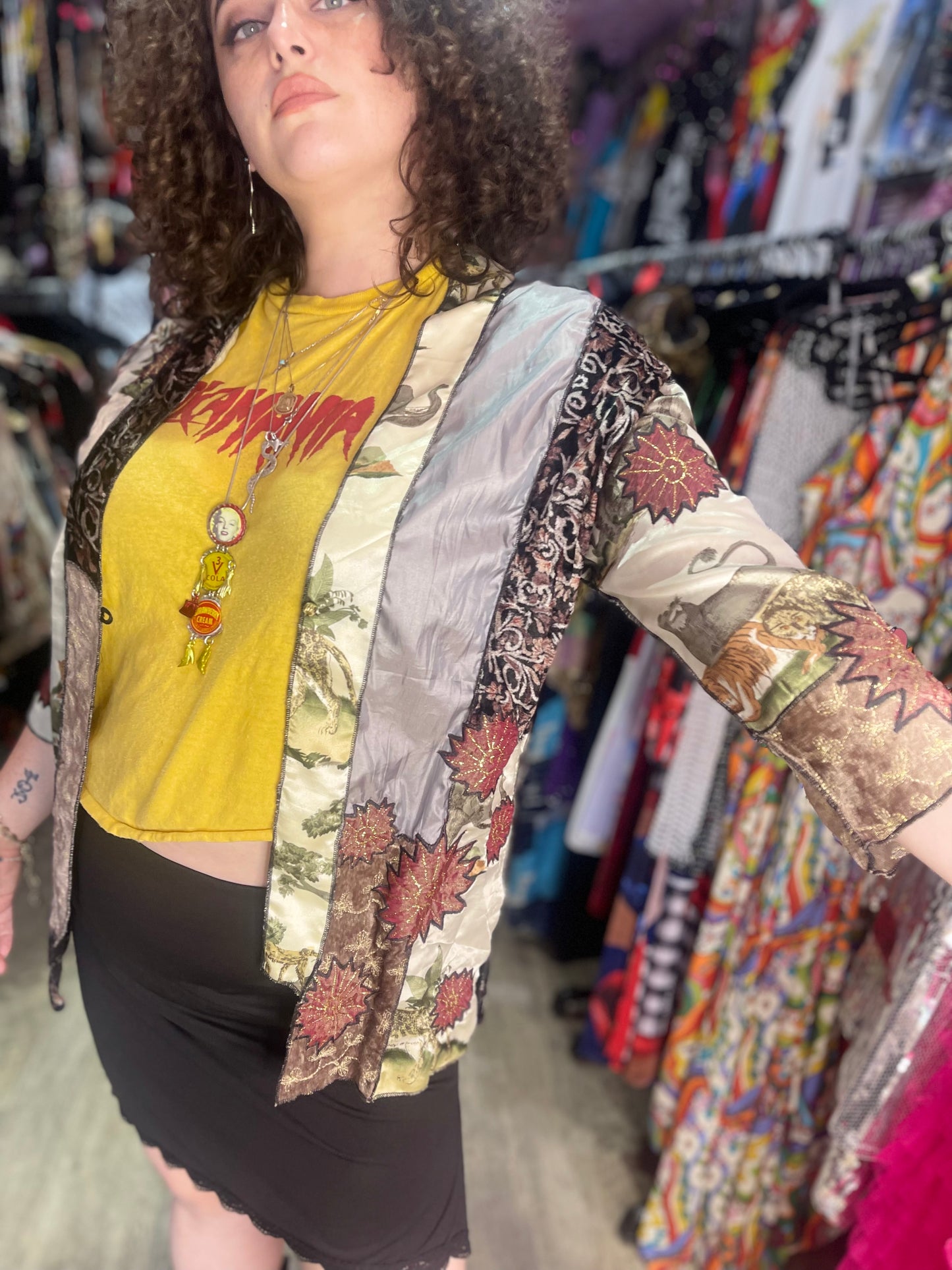 Vintage 90s Mix Printed Patchwork Kimono Jacket