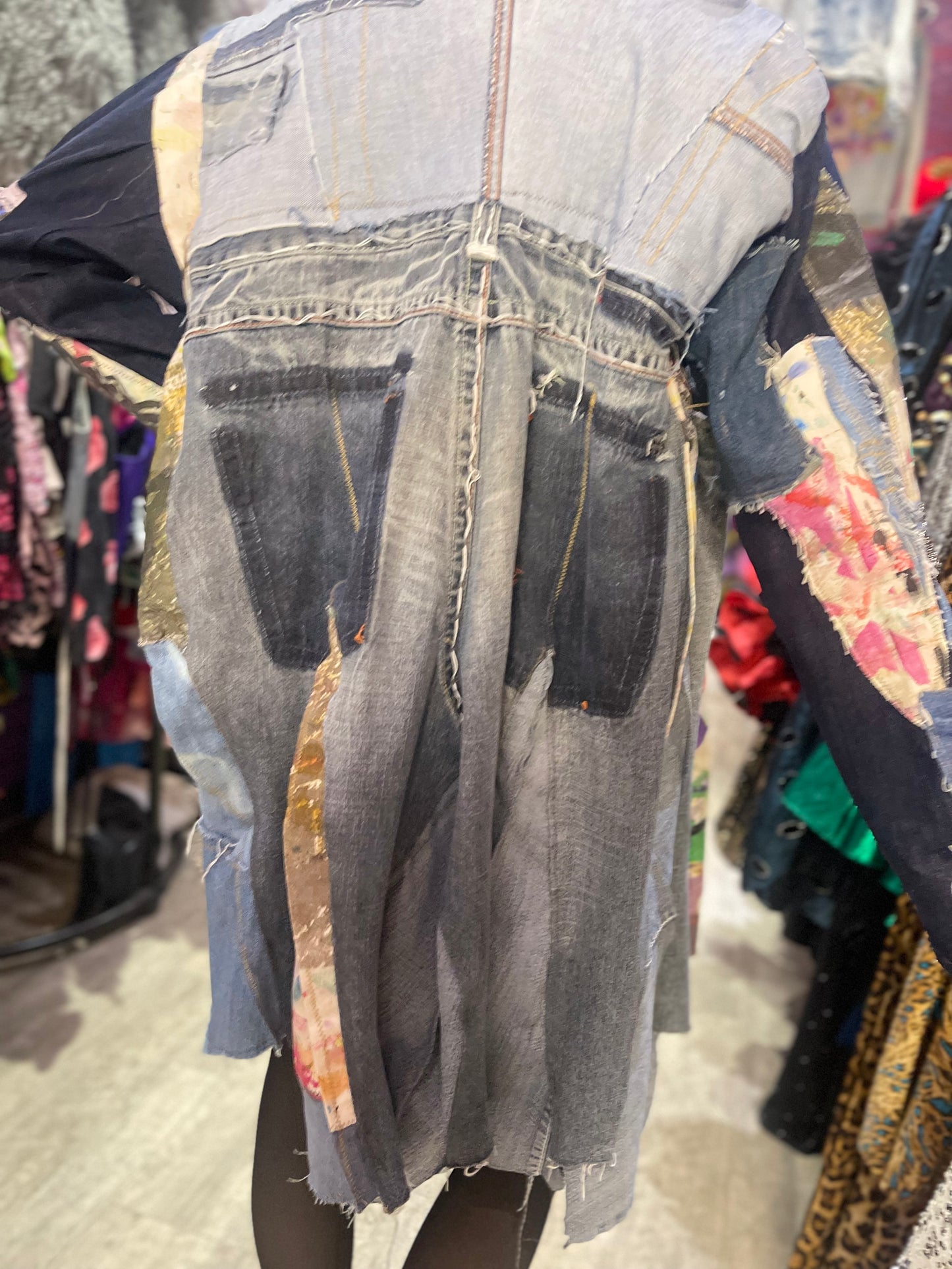 Vintage Y2K Denim Patchwork Duster