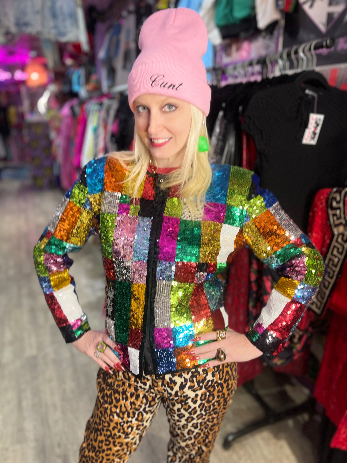 Vintage 90s Sequin Rainbow Cropped Jacket - Spark Pretty