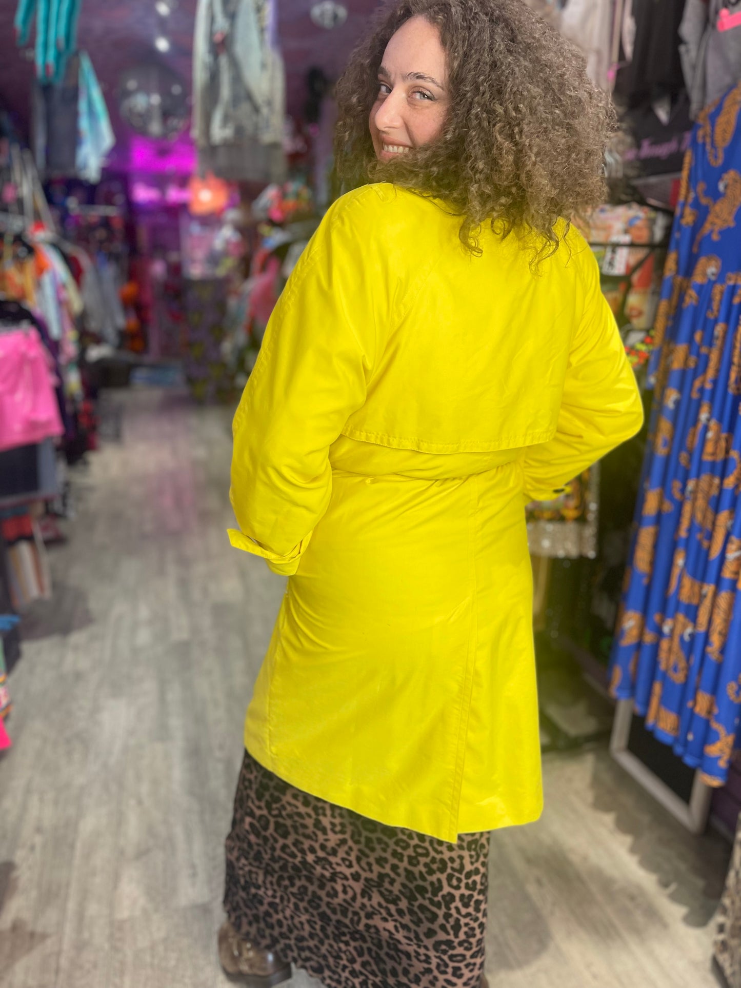 Vintage 90s Escada Yellow Trench Coat