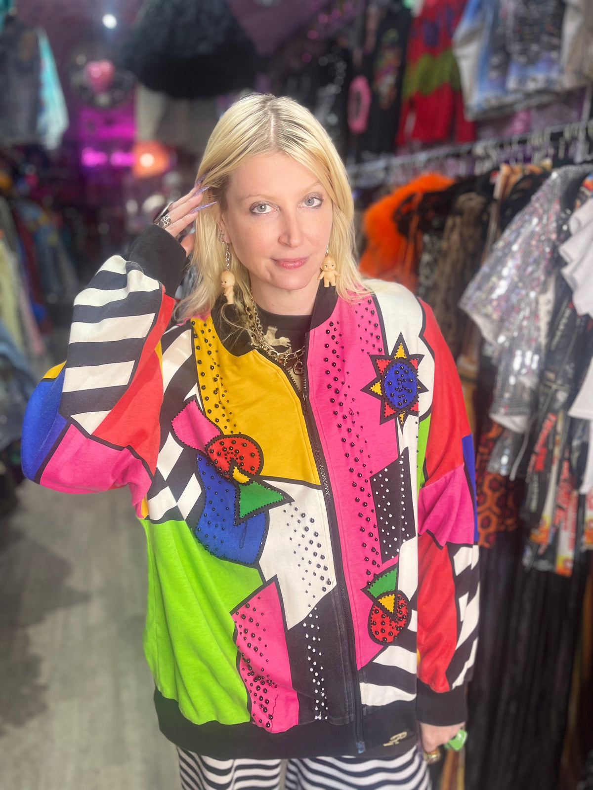 Vintage 90s Geometric Pop Art Jacket - Spark Pretty