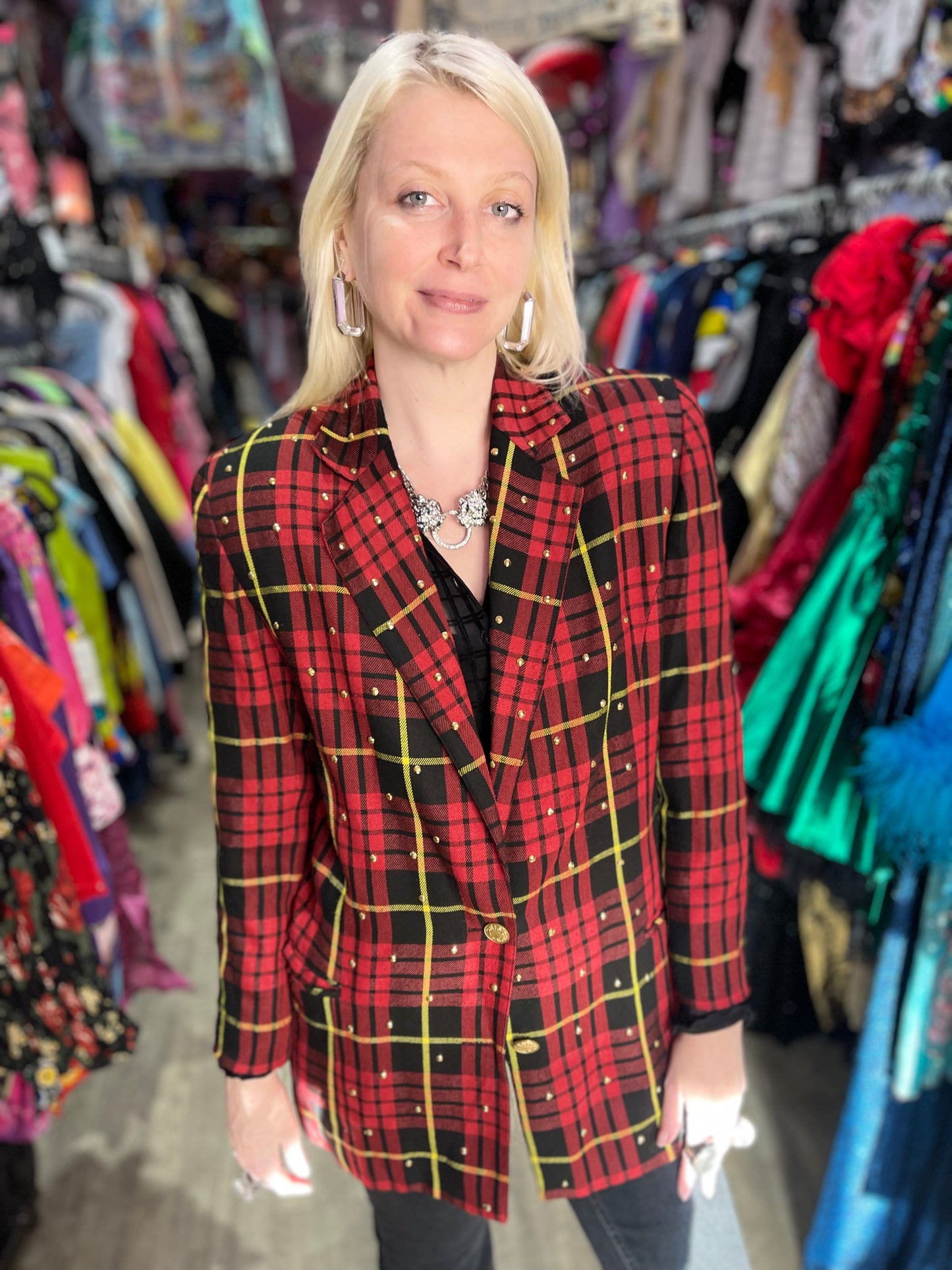 Vintage 90s Red Plaid Blazer