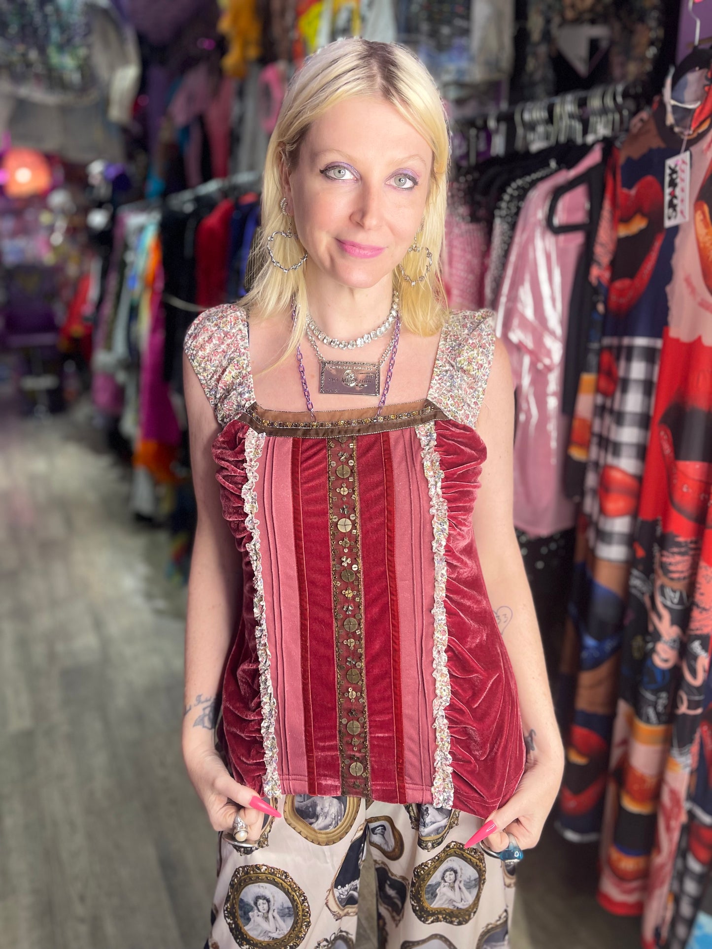 Vintage Y2K Romantic Velvety Top
