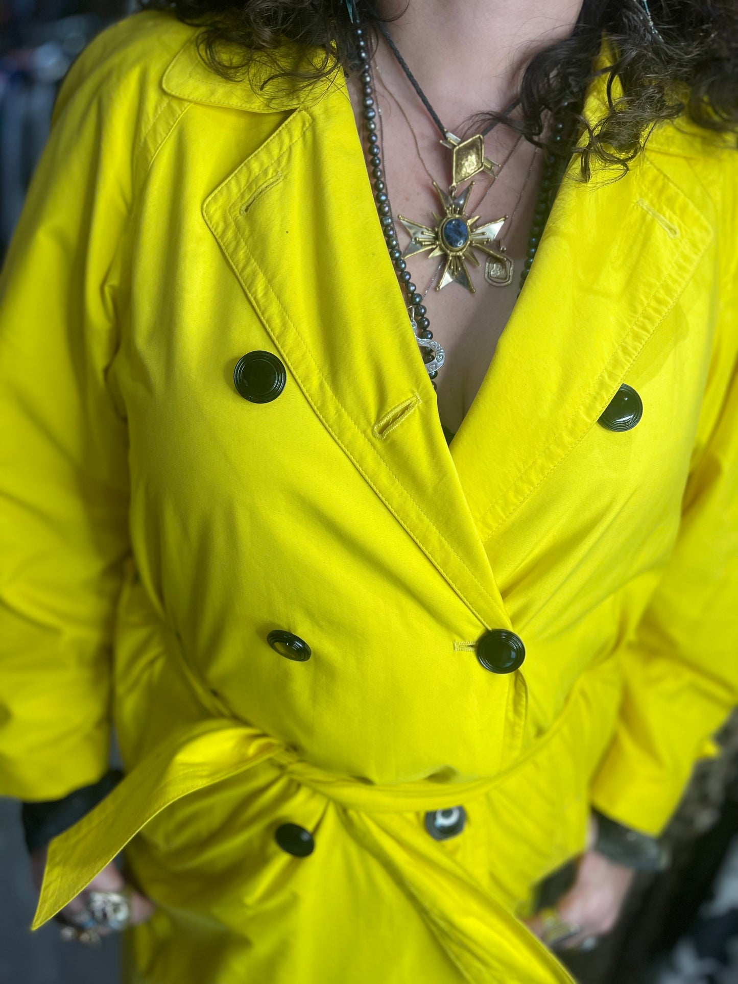 Vintage 90s Escada Yellow Trench Coat