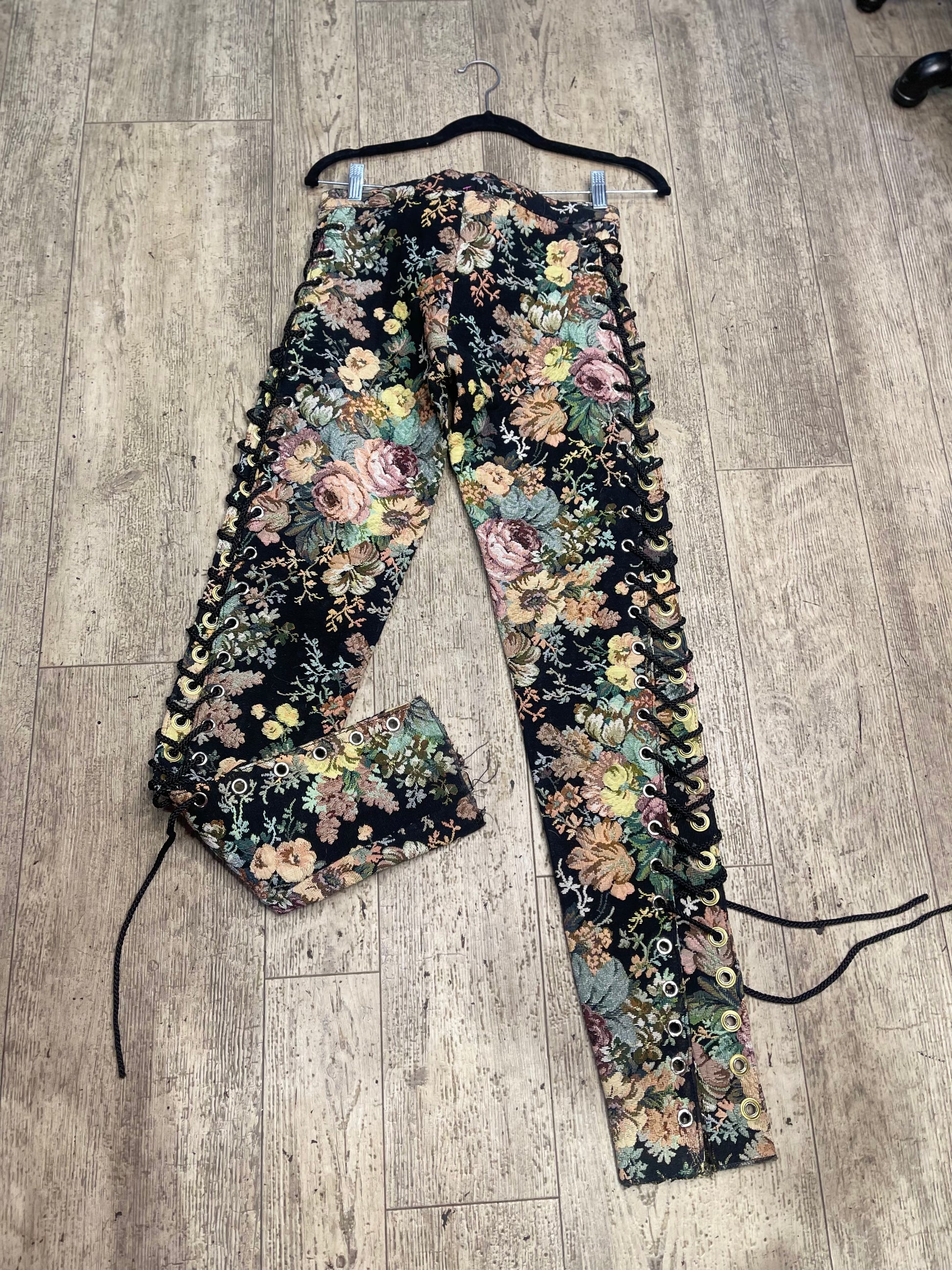 Vintage 90s RARE Lip Service Tapestry Lace Up Pants - Spark Pretty