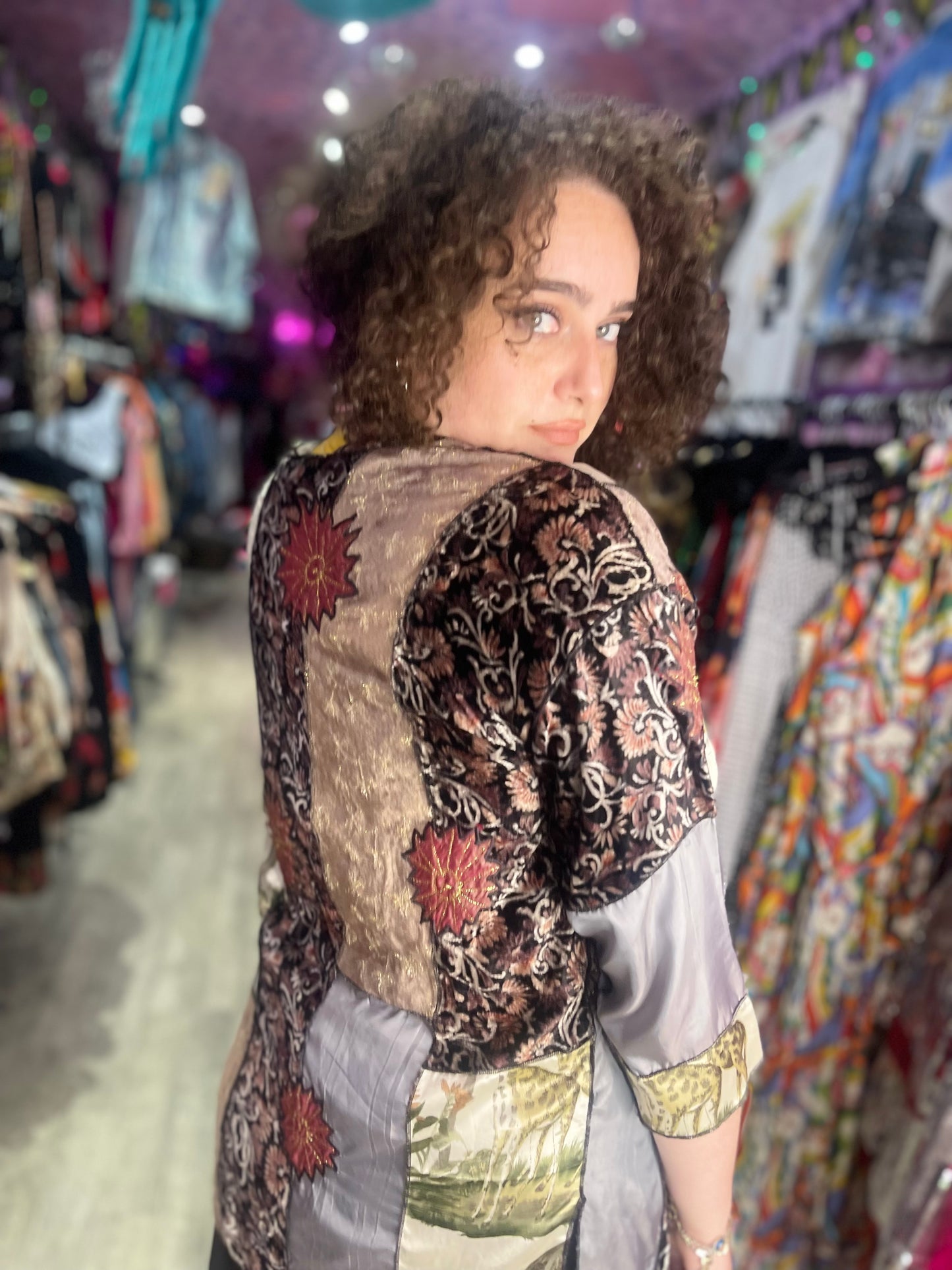Vintage 90s Mix Printed Patchwork Kimono Jacket