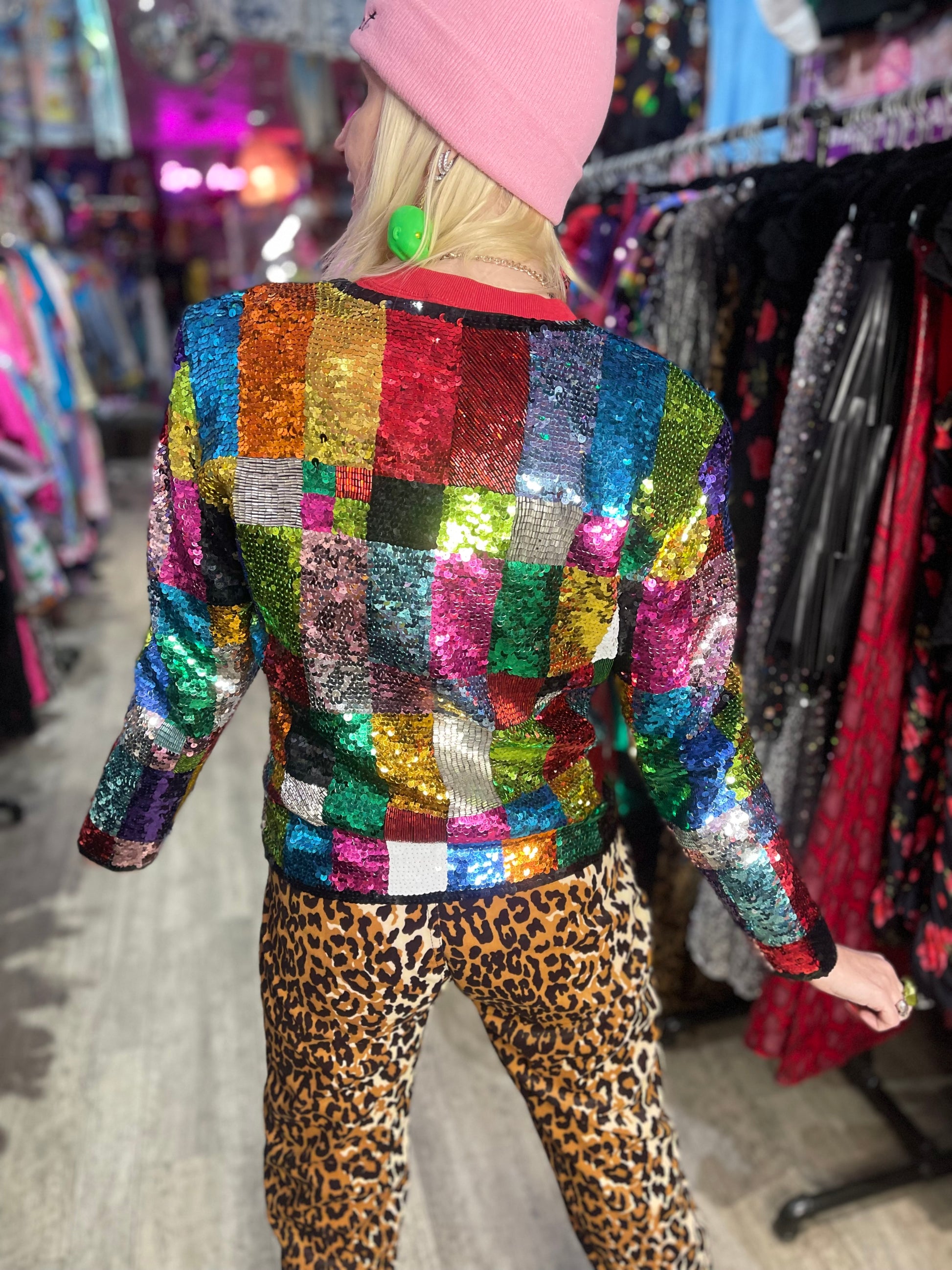 Vintage 90s Sequin Rainbow Cropped Jacket - Spark Pretty