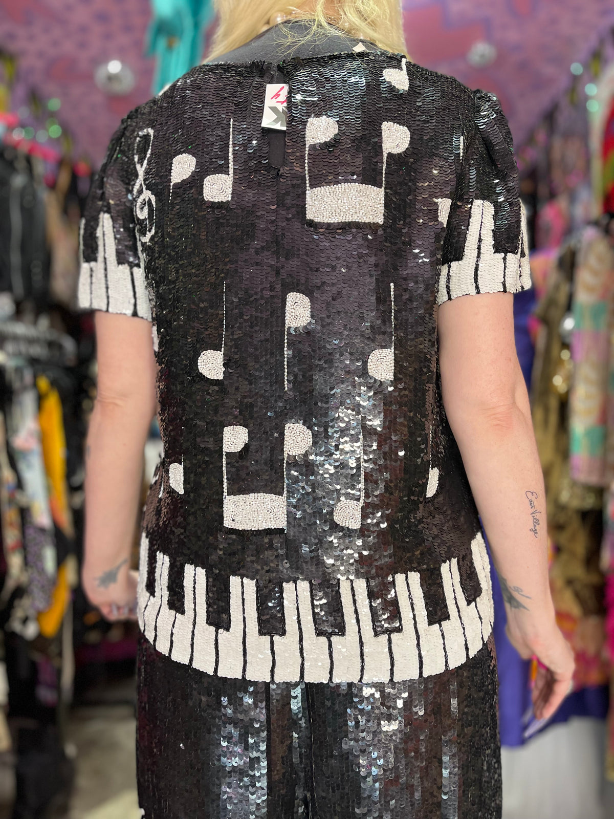 Vintage 80s Sequin Piano Key Sequin Top