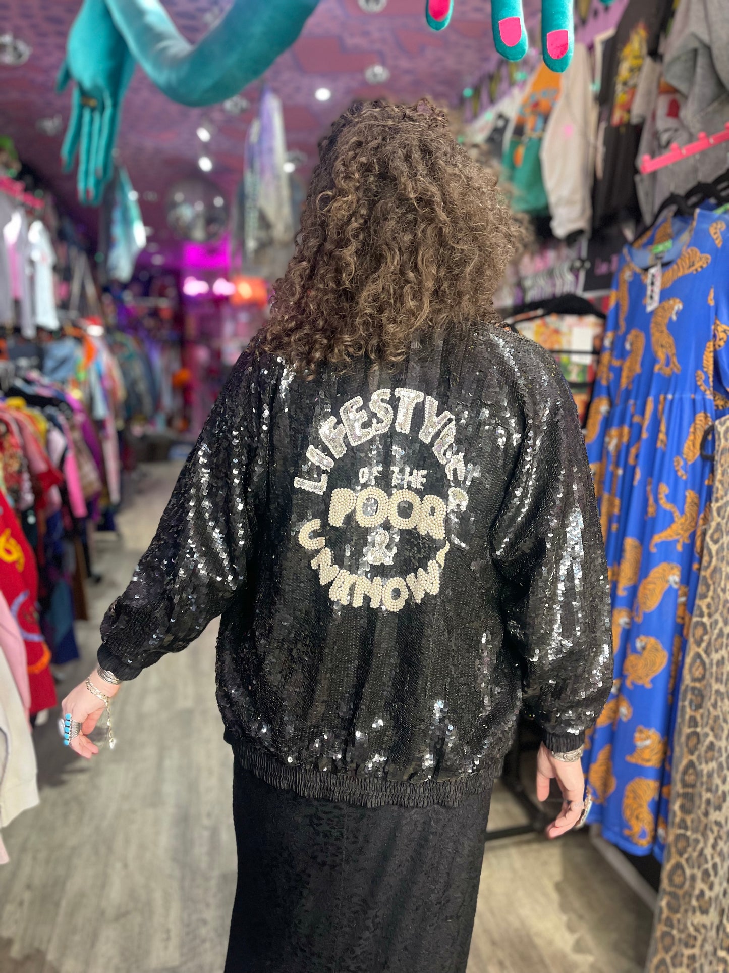 Vintage 80s 90s Sequin Lifestyles Bomber Jacket