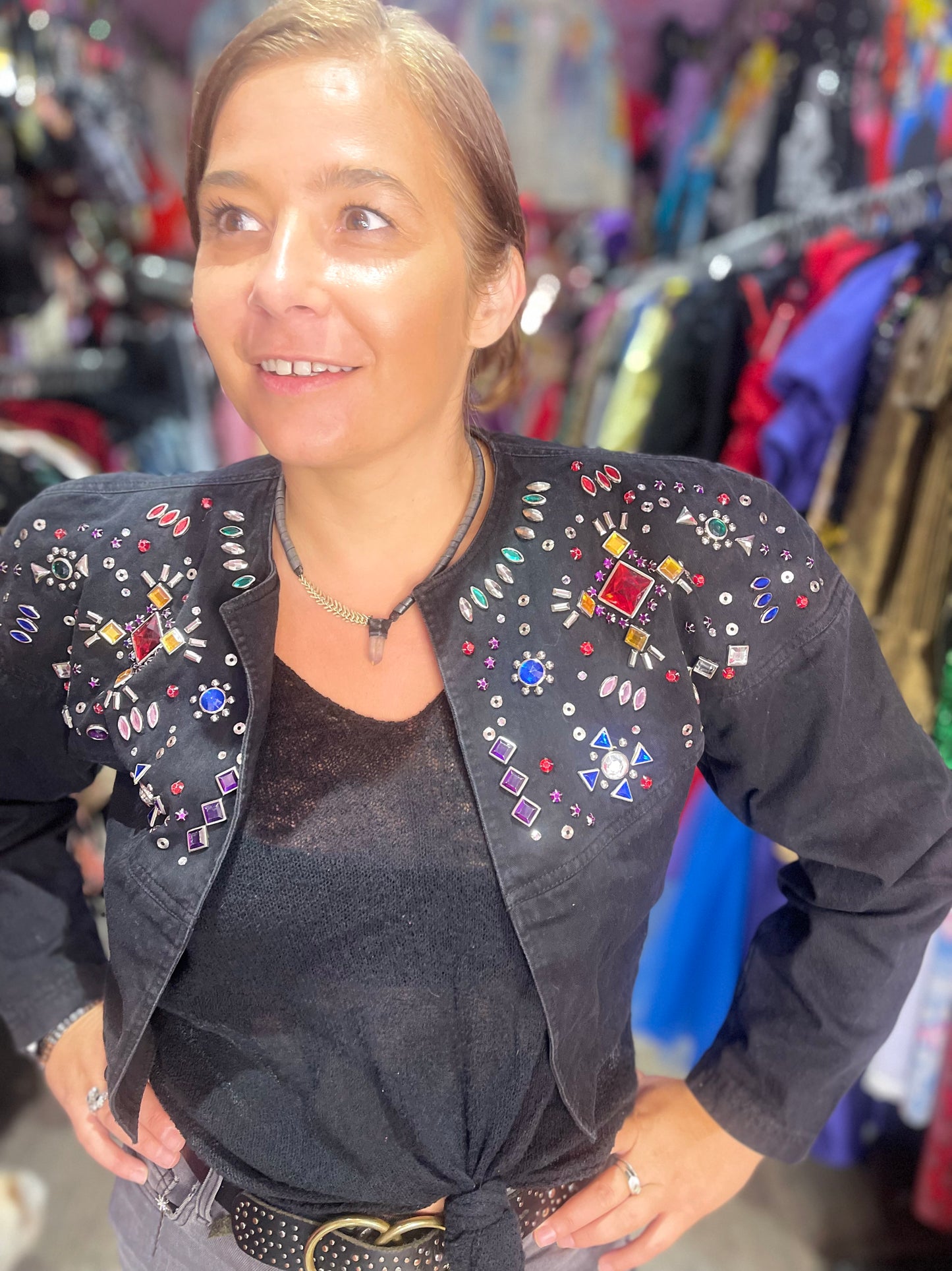 Vintage 80s Bedazzled Bolero Cropped Jacket