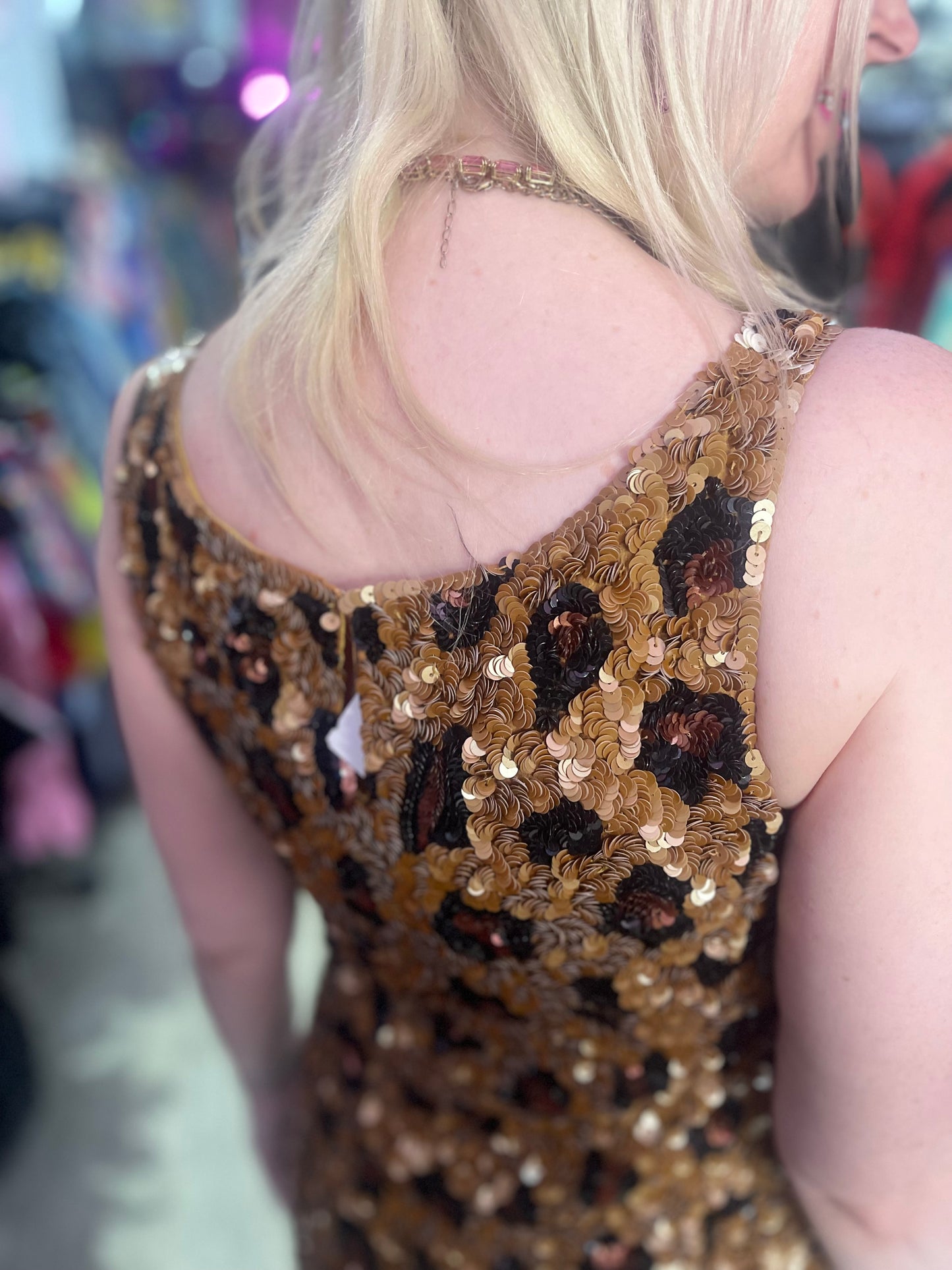 Vintage 90s Sequin Leopard Mini Dress - Spark Pretty