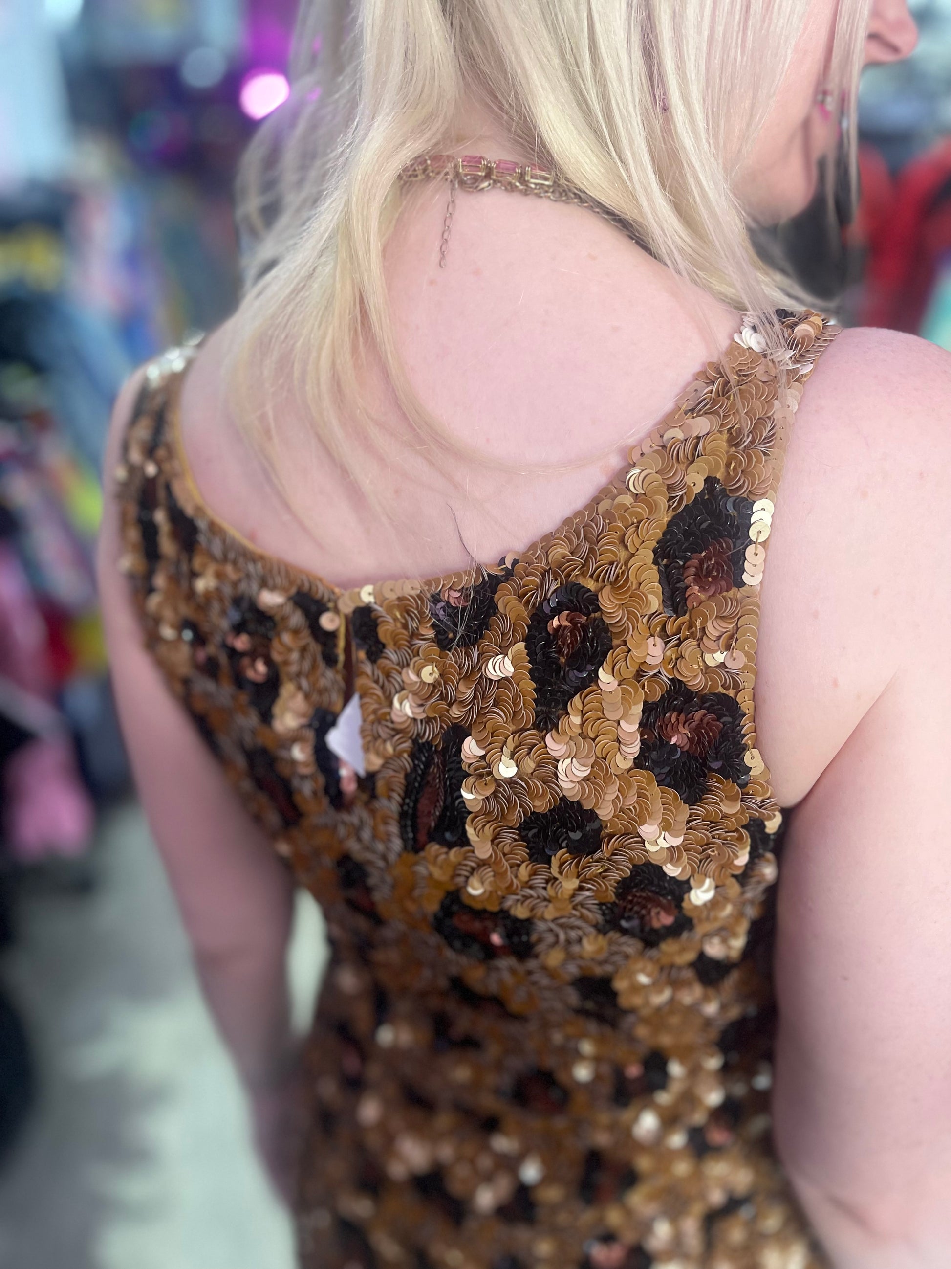 Vintage 90s Sequin Leopard Mini Dress - Spark Pretty