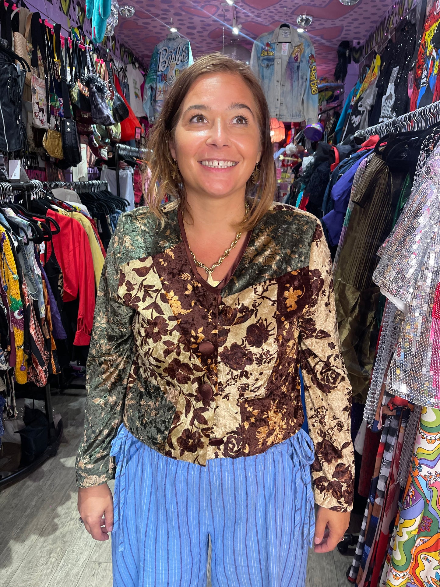 Vintage 90s Burnout Velvety Cropped Jacket
