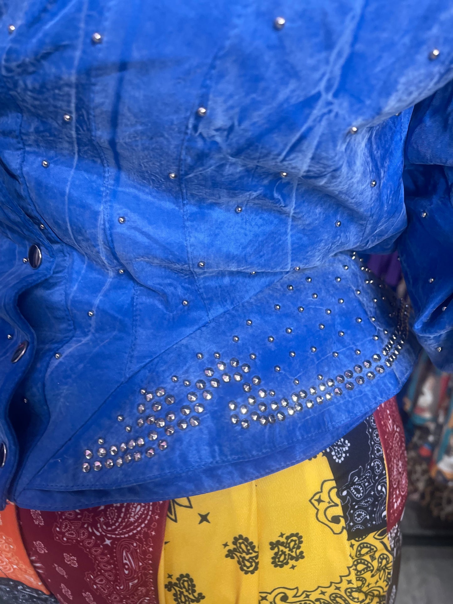 Vintage 90s Bedazzled Studded Blue Jacket - Spark Pretty