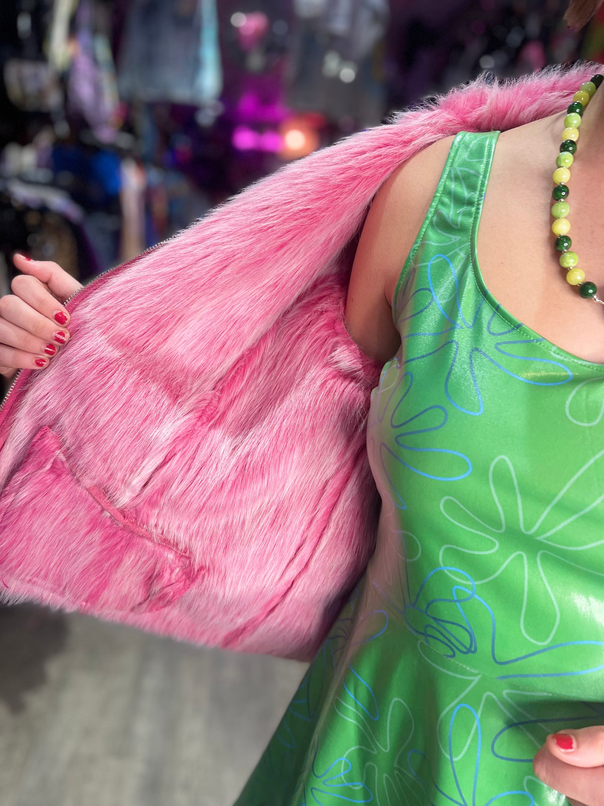 Vintage Y2K Pink Faux Fur Coat - Spark Pretty