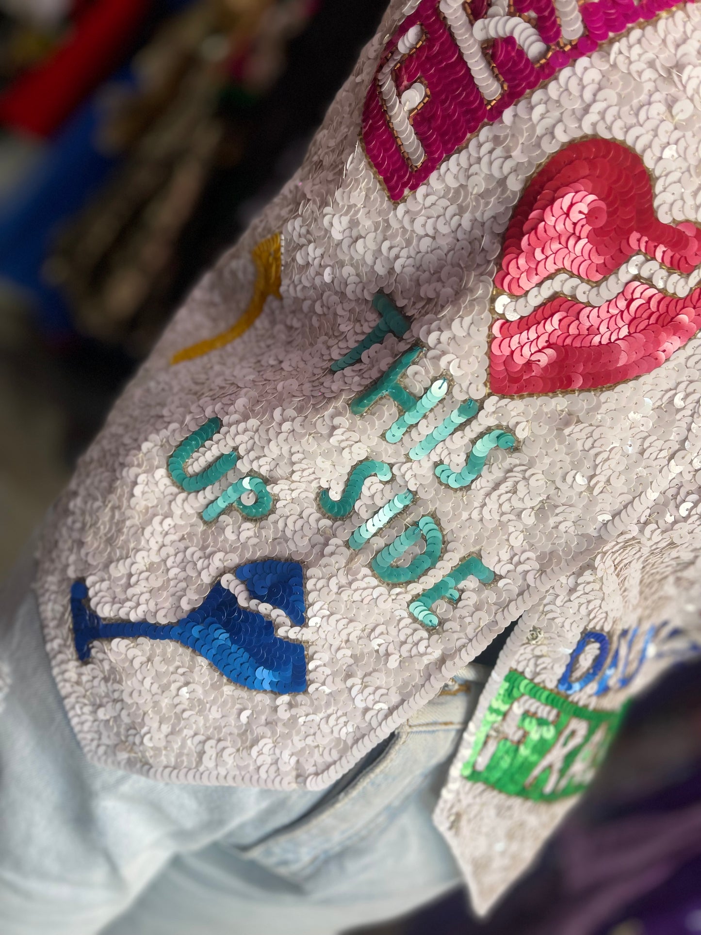 Vintage 90s Sequin Fragile Theme Vest - Spark Pretty