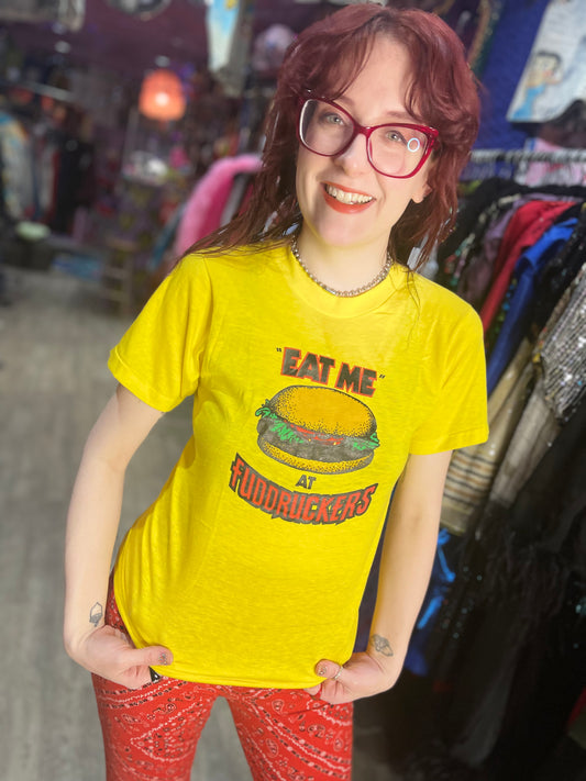 Vintage 80s Eat Me Hamburger T-shirt