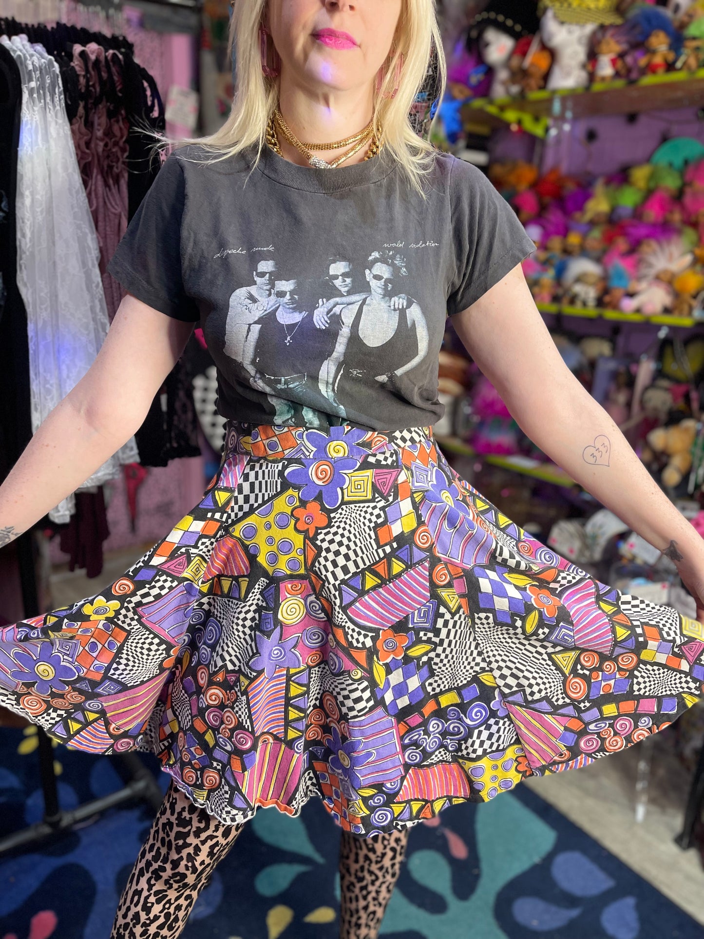 Vintage 90s Colorful Mix Print Mini Skirt