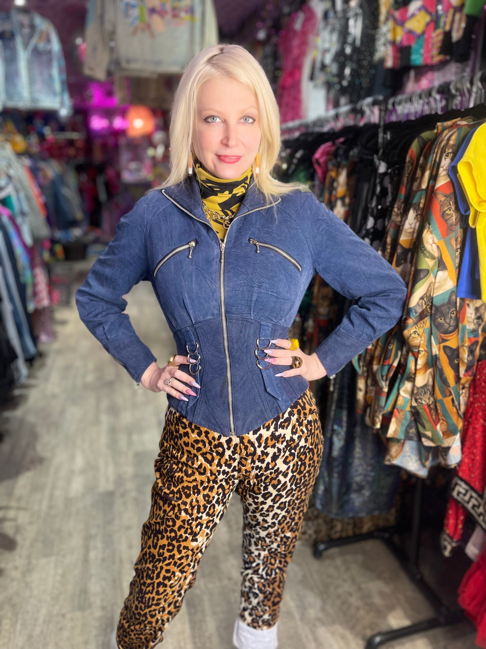 Vintage 90s Chambray Denim Peplum Jacket - Spark Pretty